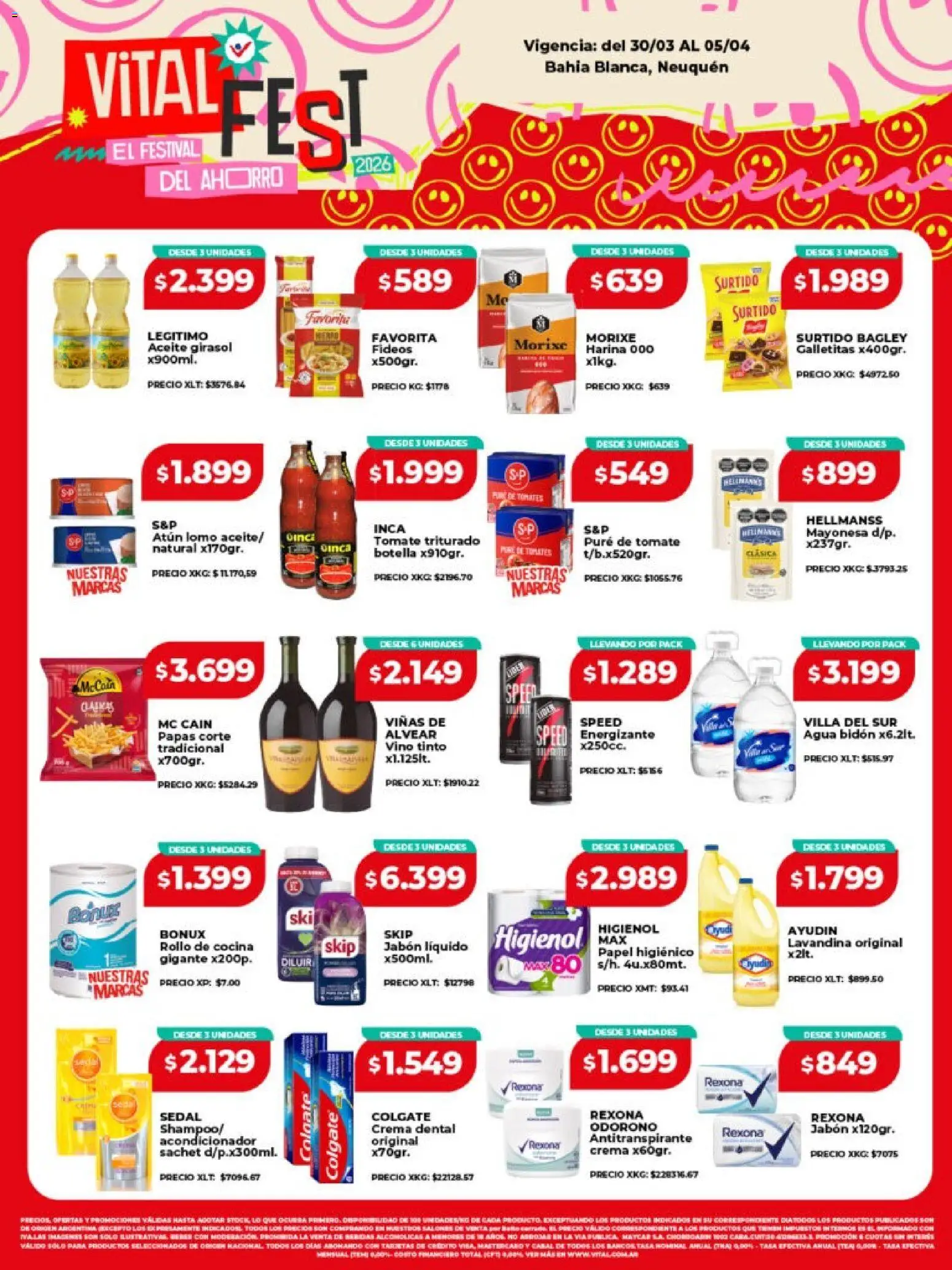 Vital - Ofertas | Neuquén │ válido desde el 30.03.2026 | Página: 1 | Productos: Atún, Pure de Tomate, Tomates, Fideos