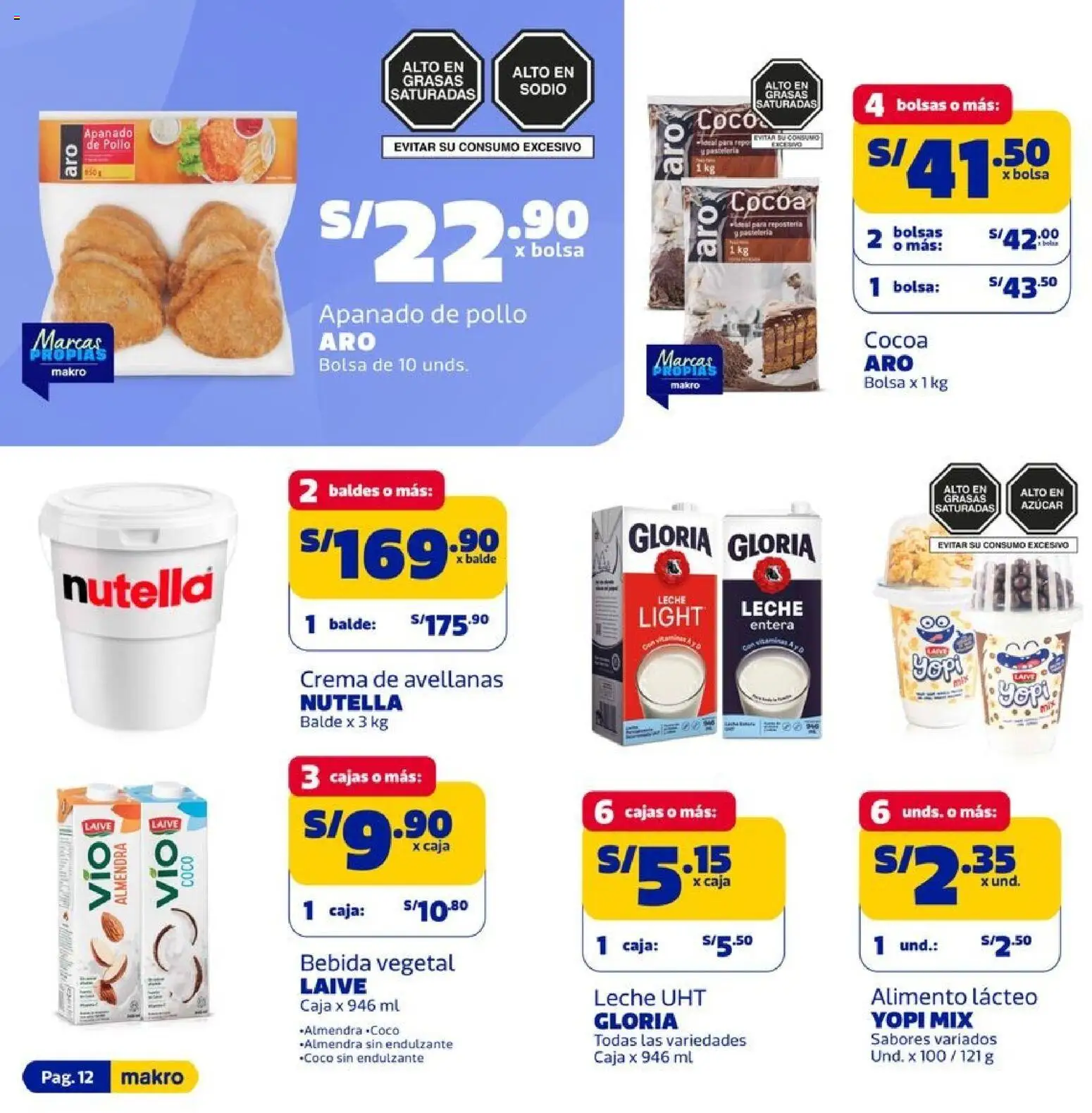 Catálogo Makro válido desde 02.01.2026 | Página: 12 | Productos: Caja, Leche, Crema, Bolsa