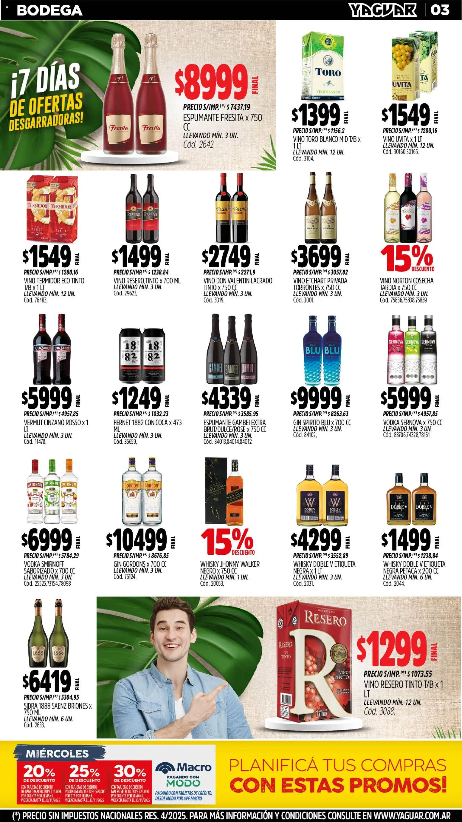 Yaguar - Jujuy │ válido desde el 03.11.2025 | Página: 3 | Productos: Vodka, Whisky, Banco, Vino