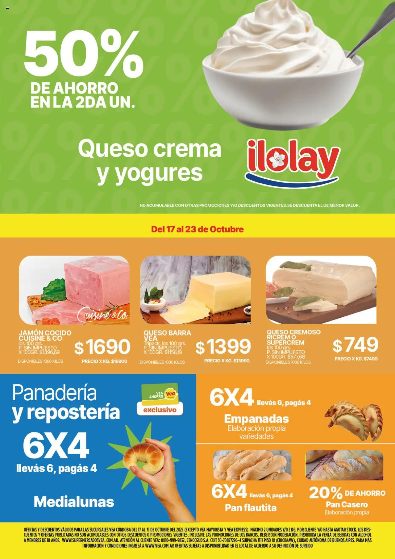 Vea - Ofertas fin de semana | Córdoba │ válido desde el 17.10.2025 | Página: 2 | Productos: Panadería, Queso, Pan, Jamón