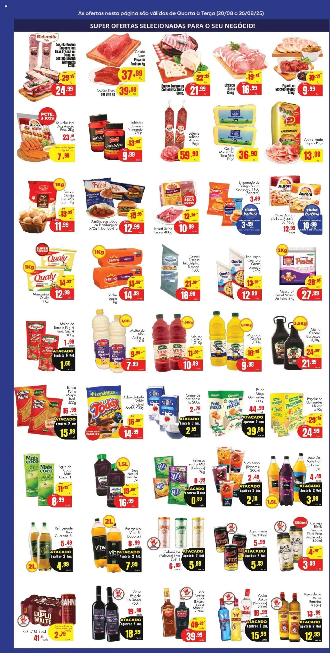 Barbosa Supermercados Folheto - válido de 20.08.2025 | Página: 2 | Produtos: Pão, Suco, Requeijão, Mussarela