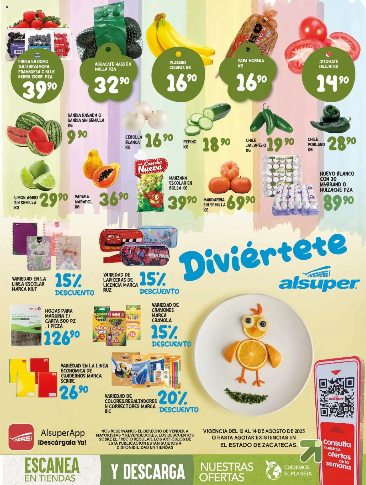 Nuevas ofertas de Alsuper válidas en toda la República Mexicana desde el 12.08.2025. ¡Encuentra las mejores ofertas en Alsuper - Folleto - Zacatecas! | Página: 1 | Productos: Cebolla, Bolsa, Aguacate, Malla