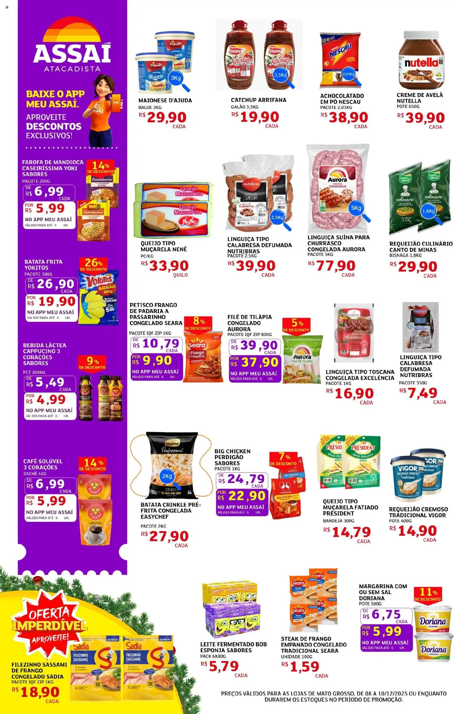 Assaí Atacadista Folheto - válido de 08.12.2025 | Página: 2 | Produtos: Doriana, Requeijão, Batata frita, Avelã