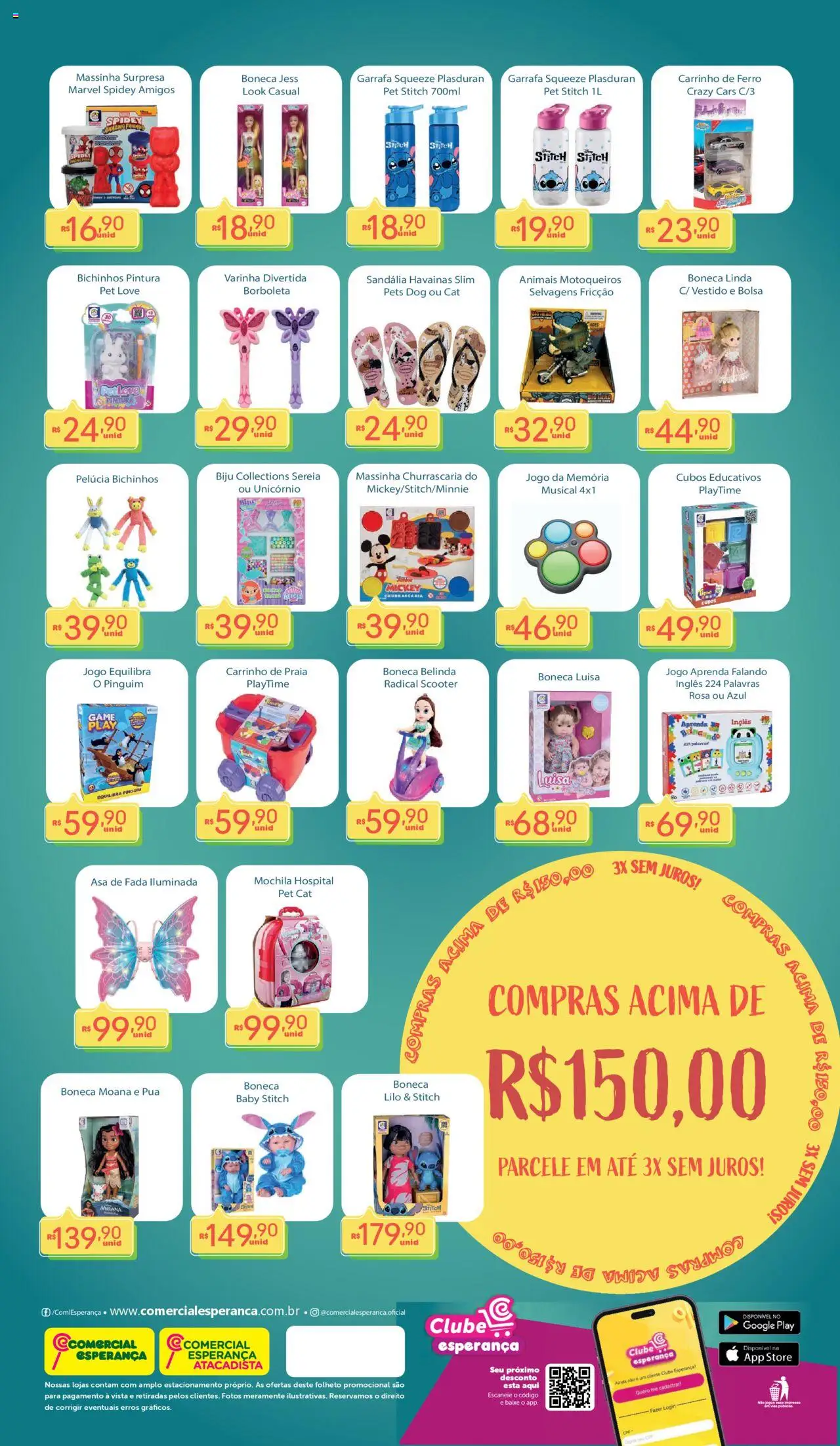 Comercial Esperança Folheto - válido de 03.10.2025 | Página: 2 | Produtos: Pelúcia, Mochila, Vestido, Bolsa
