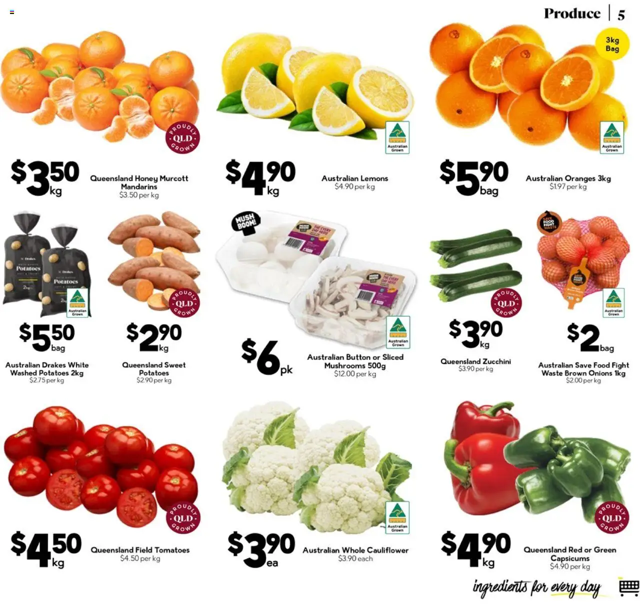 Drakes catalogue - valid from 20.08.2025 | Page: 5 | Products: Mushrooms, Mandarins, Potatoes, Zucchini