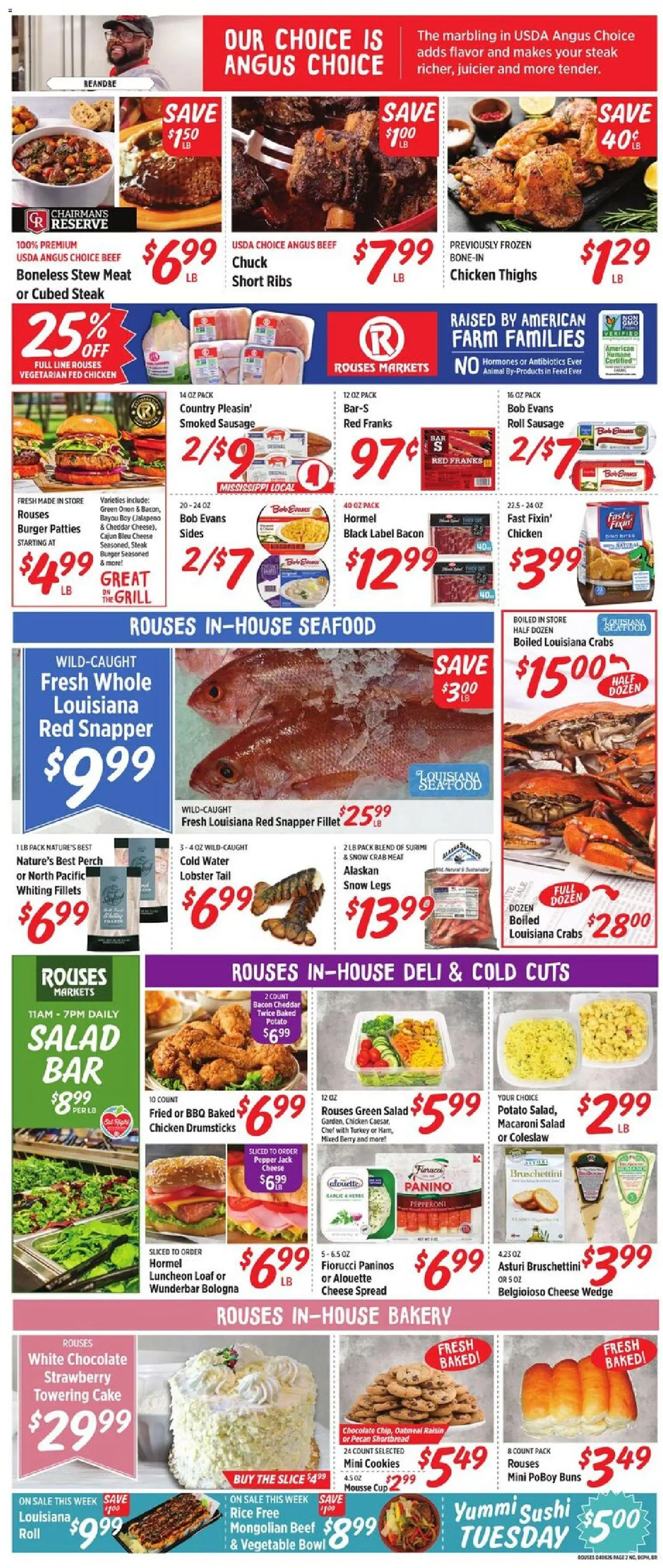 Rouses Weekly Ad - LA - valid from 08.04.2026 | Page: 4 | Products: Rice, Pepper, Sausage, Onion