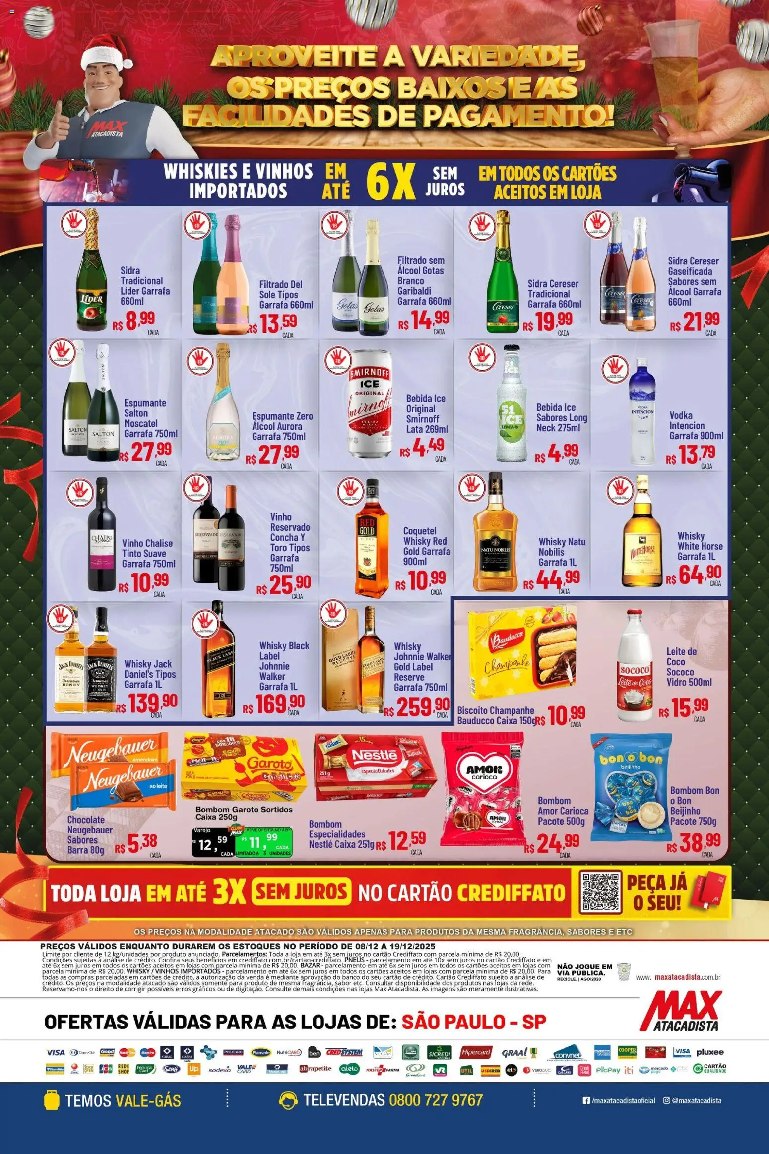 Max Atacadista Folheto - válido de 08.12.2025 | Página: 2 | Produtos: Biscoito, Espumante, Leite, Vodka