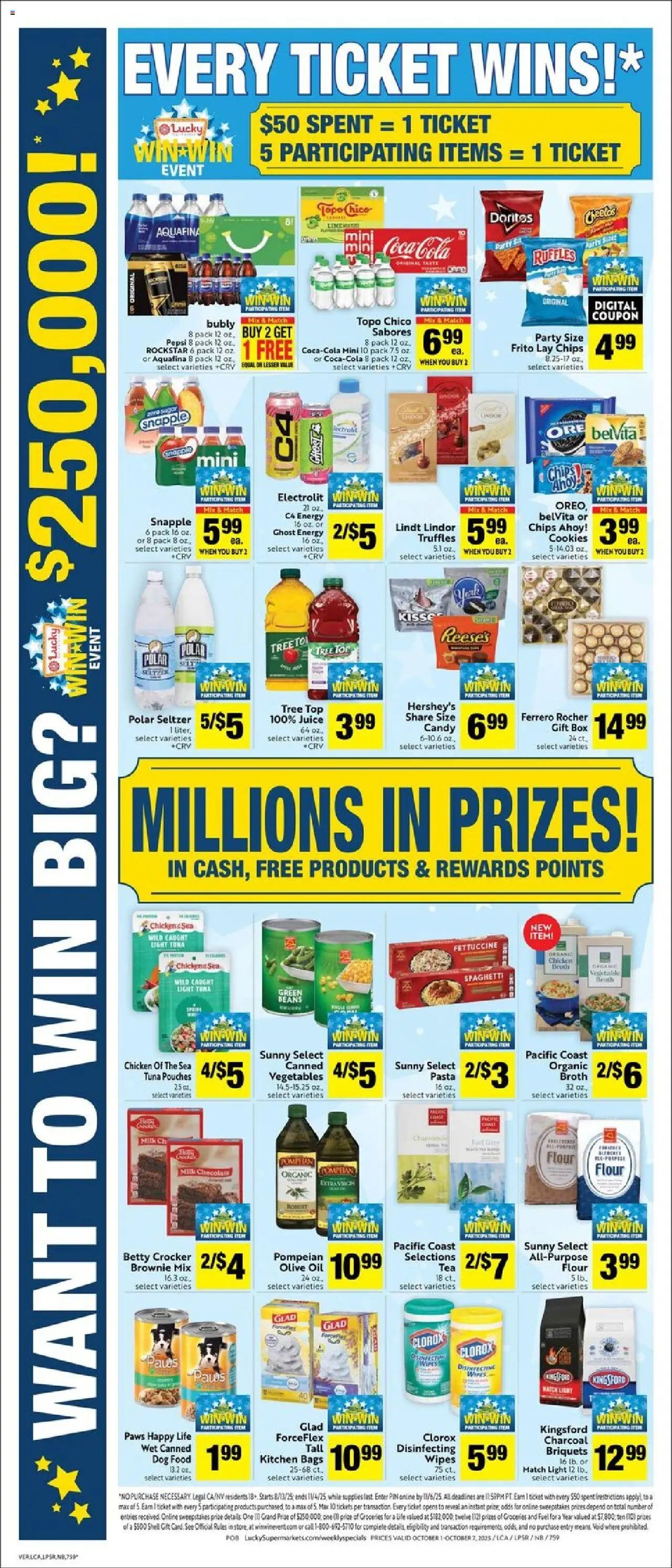 Lucky Supermarkets Weekly Ad - valid from 01.10.2025 | Page: 4 | Products: Pin, Milk, Juice, Chips