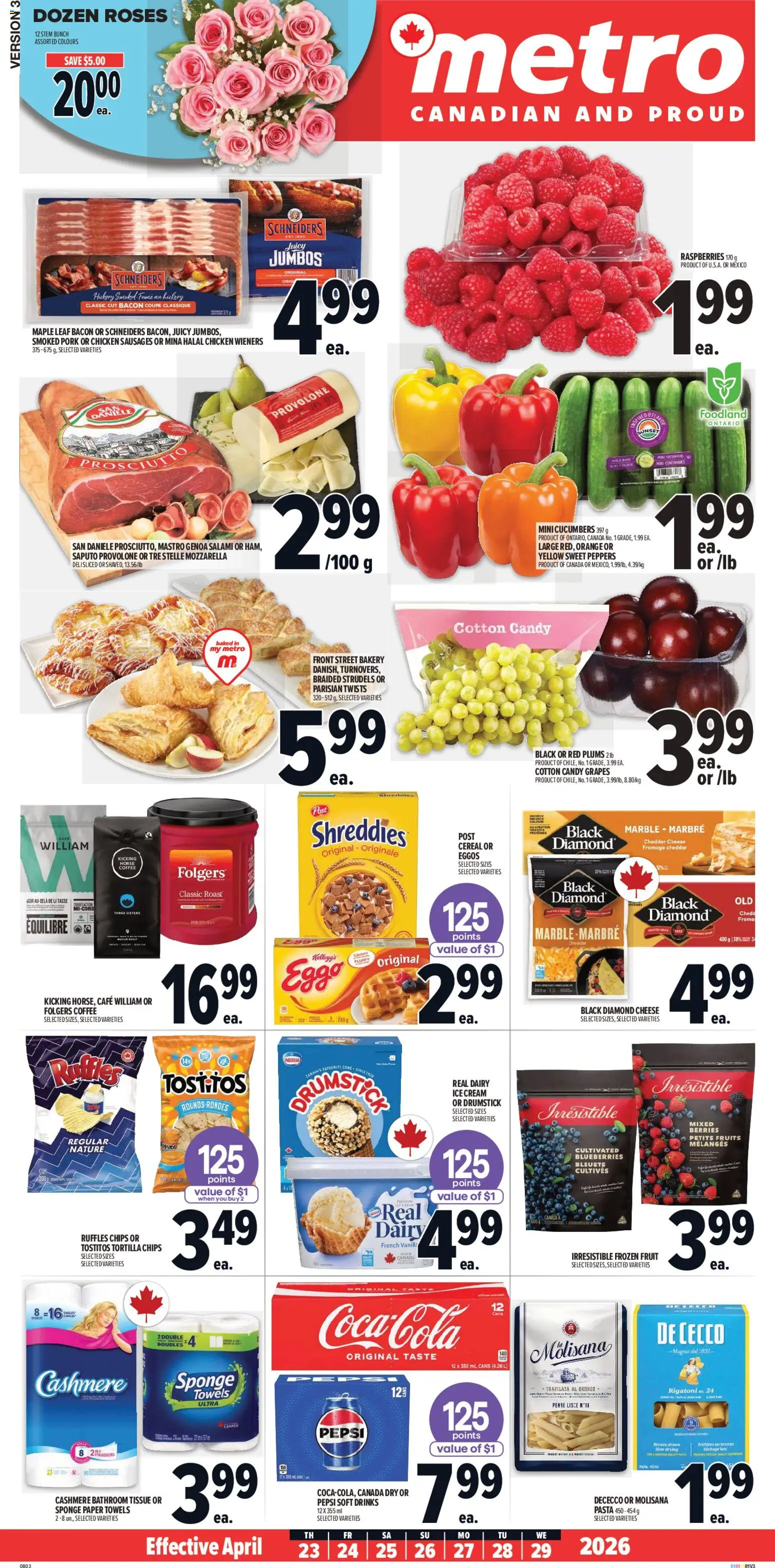 Metro flyer valid from 23.04.2026 | Page: 2 | Products: Sponge, Coffee, Salami, Pork