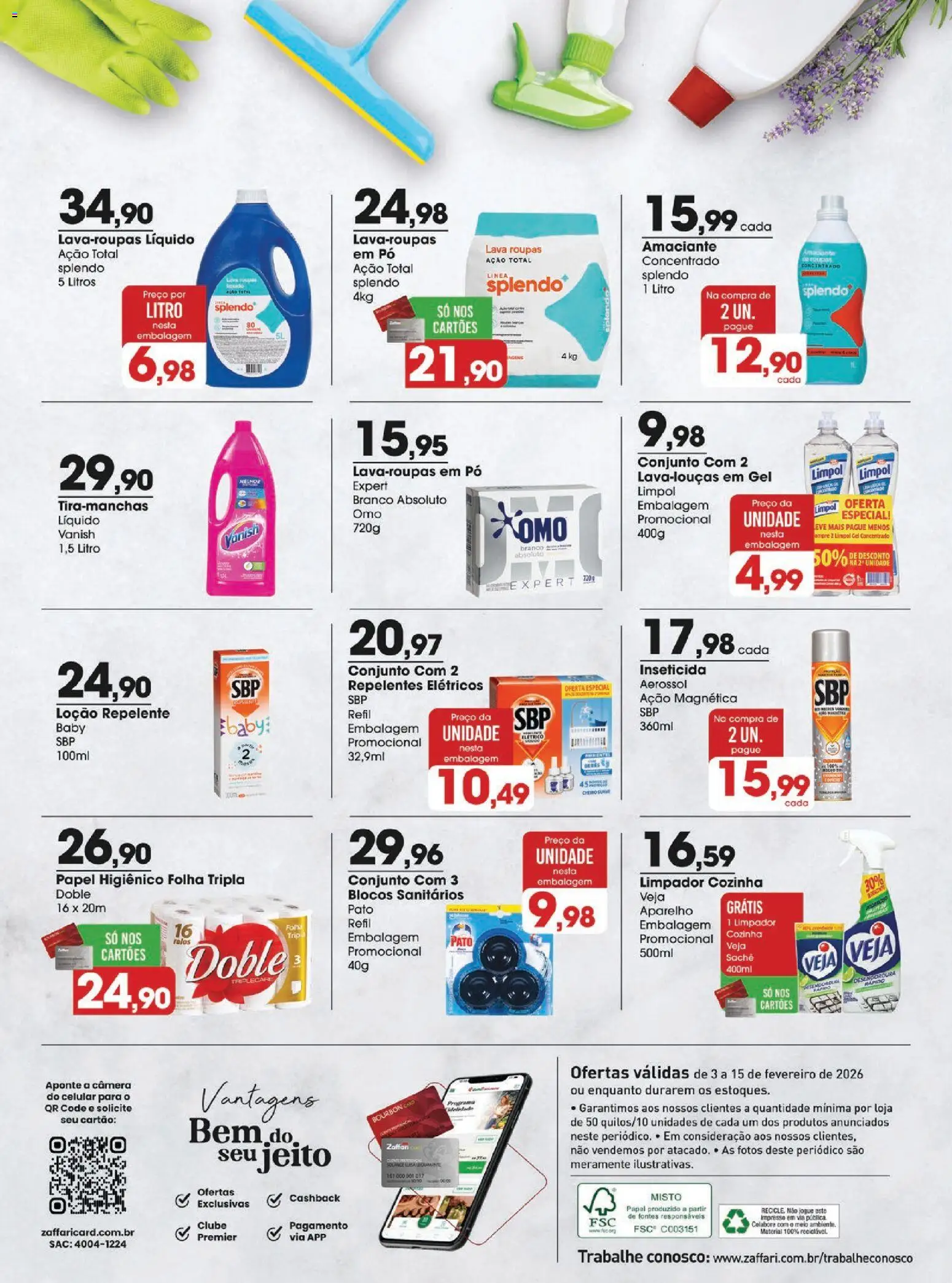 Zaffari Folheto - válido de 03.02.2026 | Página: 14 | Produtos: Pó, Roupas, Vanish, Inseticida