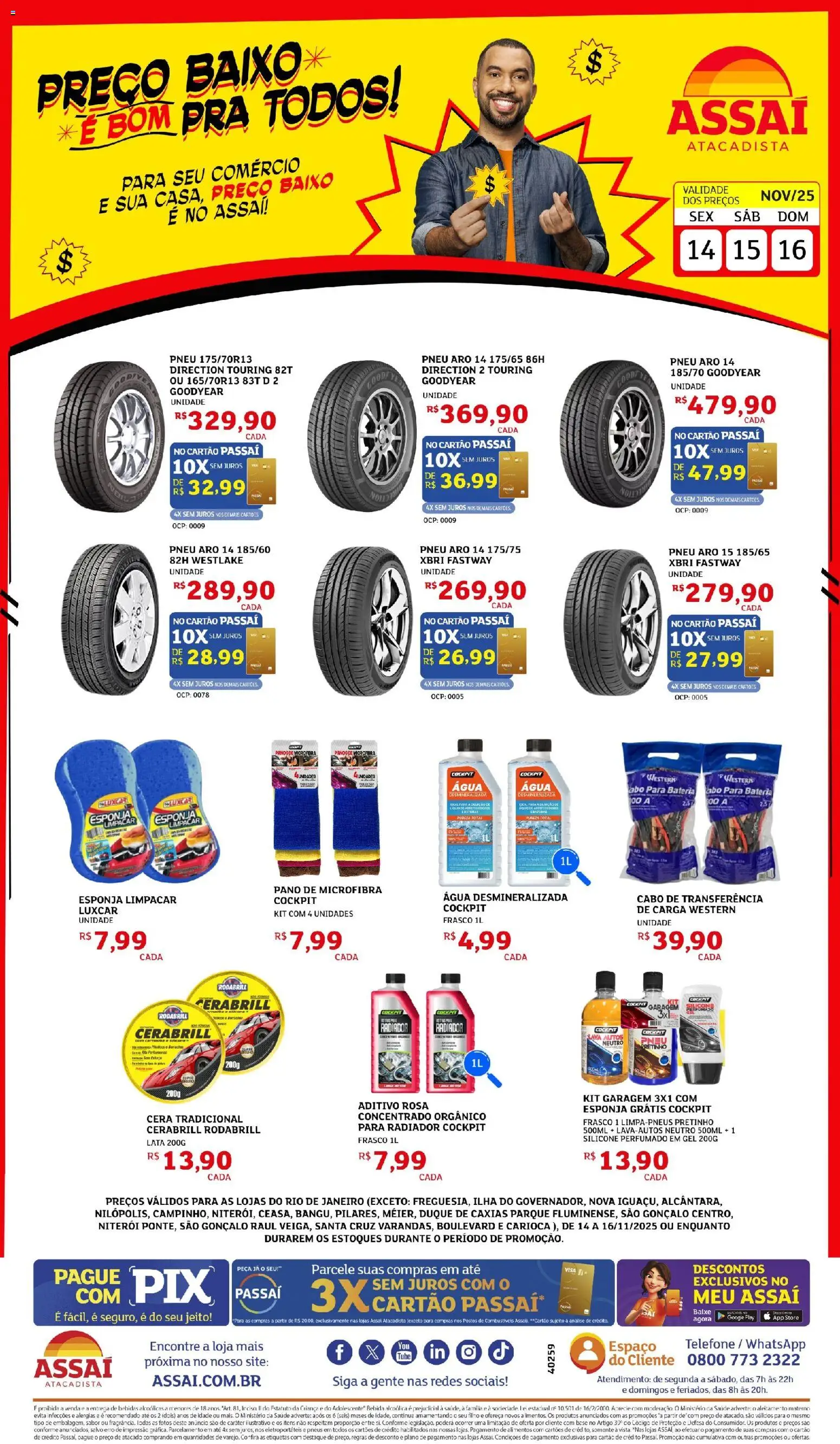 Assaí Atacadista Folheto - válido de 14.11.2025 | Página: 1 | Produtos: Pneus, Baixo, Cera, Telefone