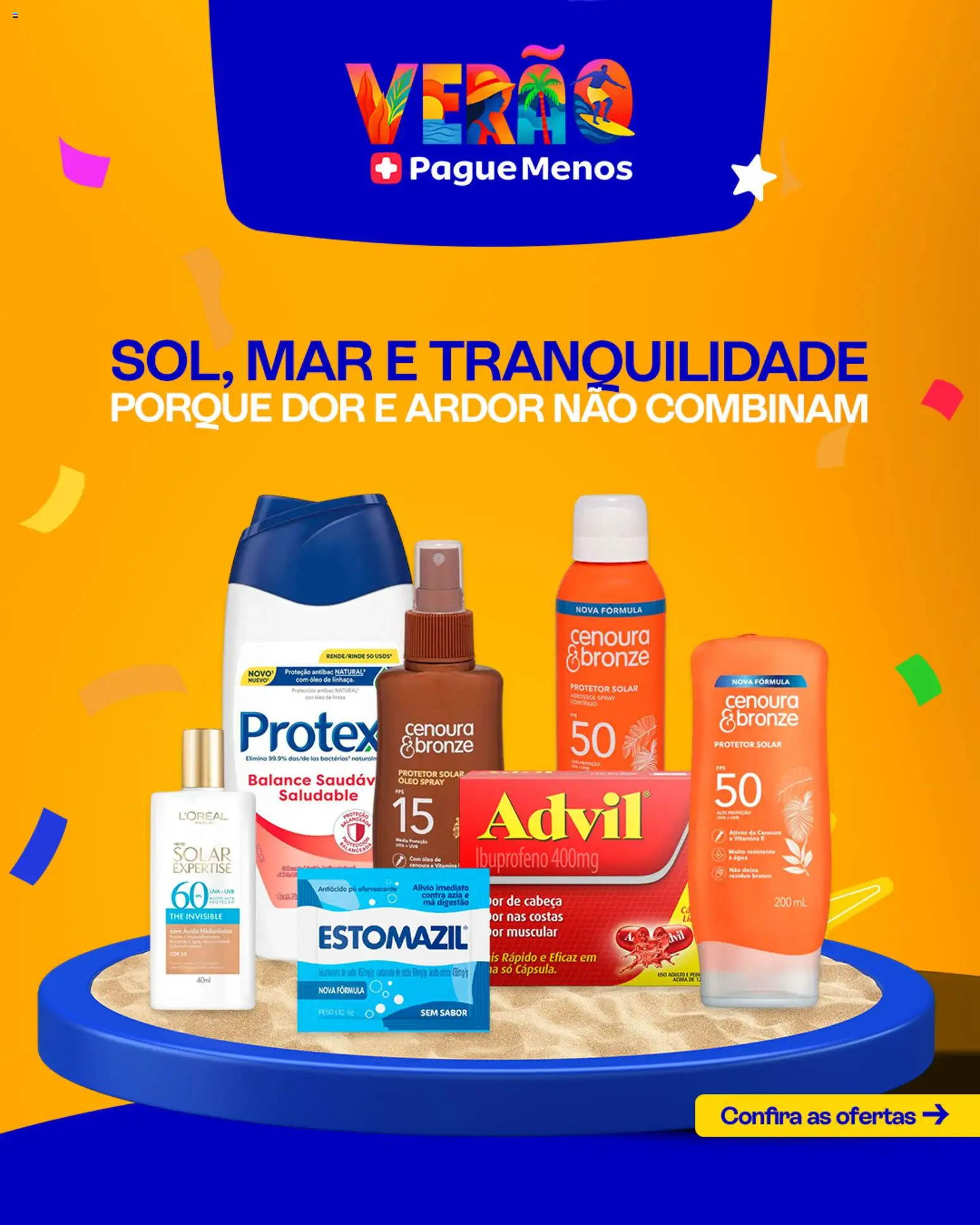 Pague Menos Folheto - válido de 23.02.2026 | Página: 1 | Produtos: Protetor solar, Cenoura, Bicarbonato de sódio, Pá