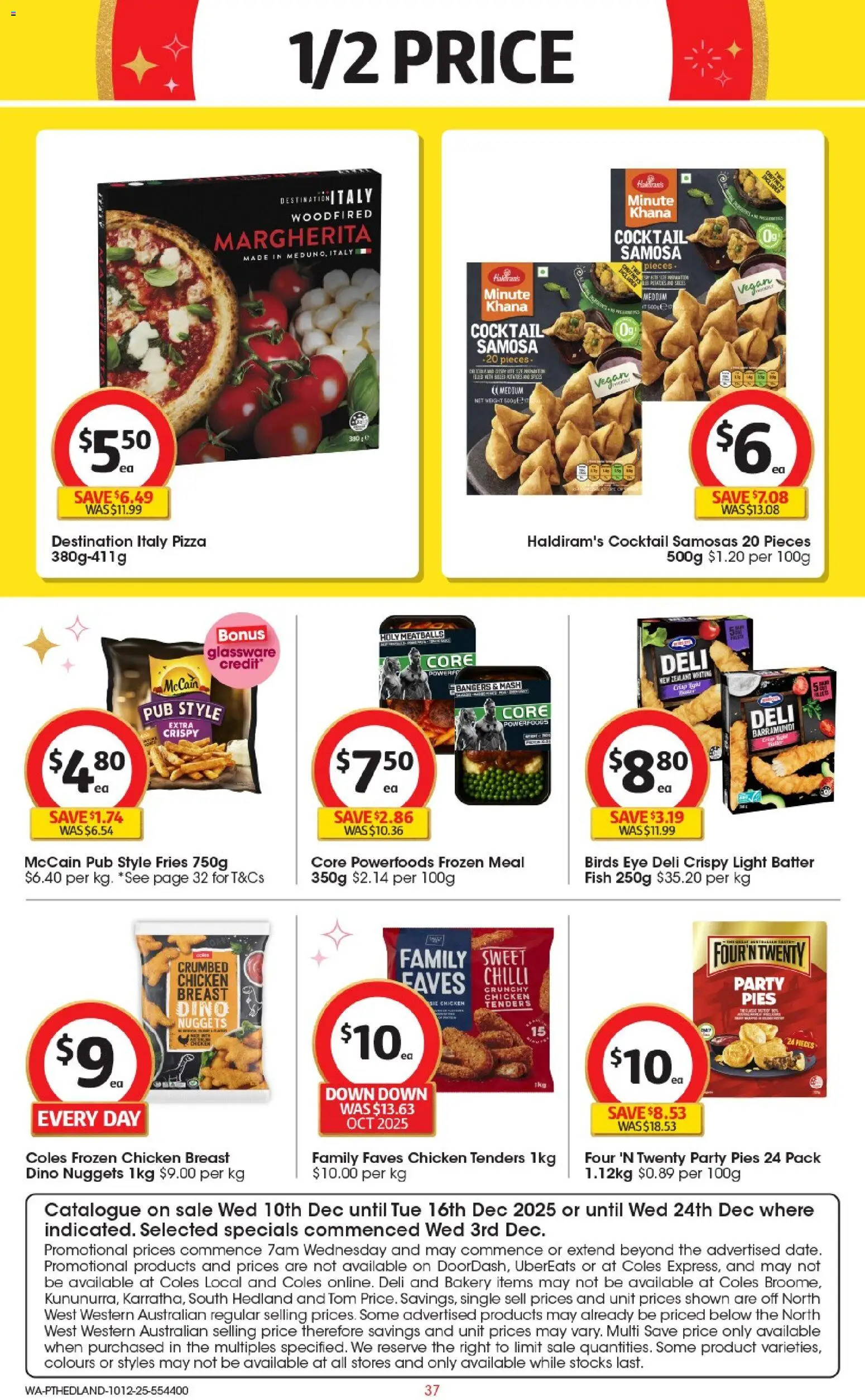 Coles catalogue - valid from 10.12.2025 | Page: 38 | Products: Light, Pizza, Fish, Bakery