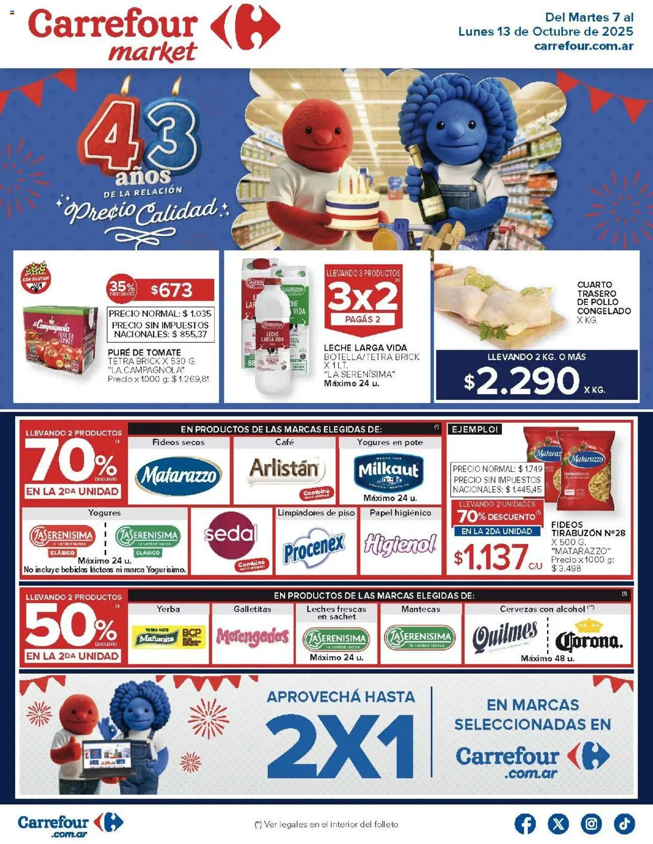 Carrefour Market catálogo │ válido desde el 07.10.2025 | Página: 1 | Productos: Yerba, Leche, Pure de Tomate, Café