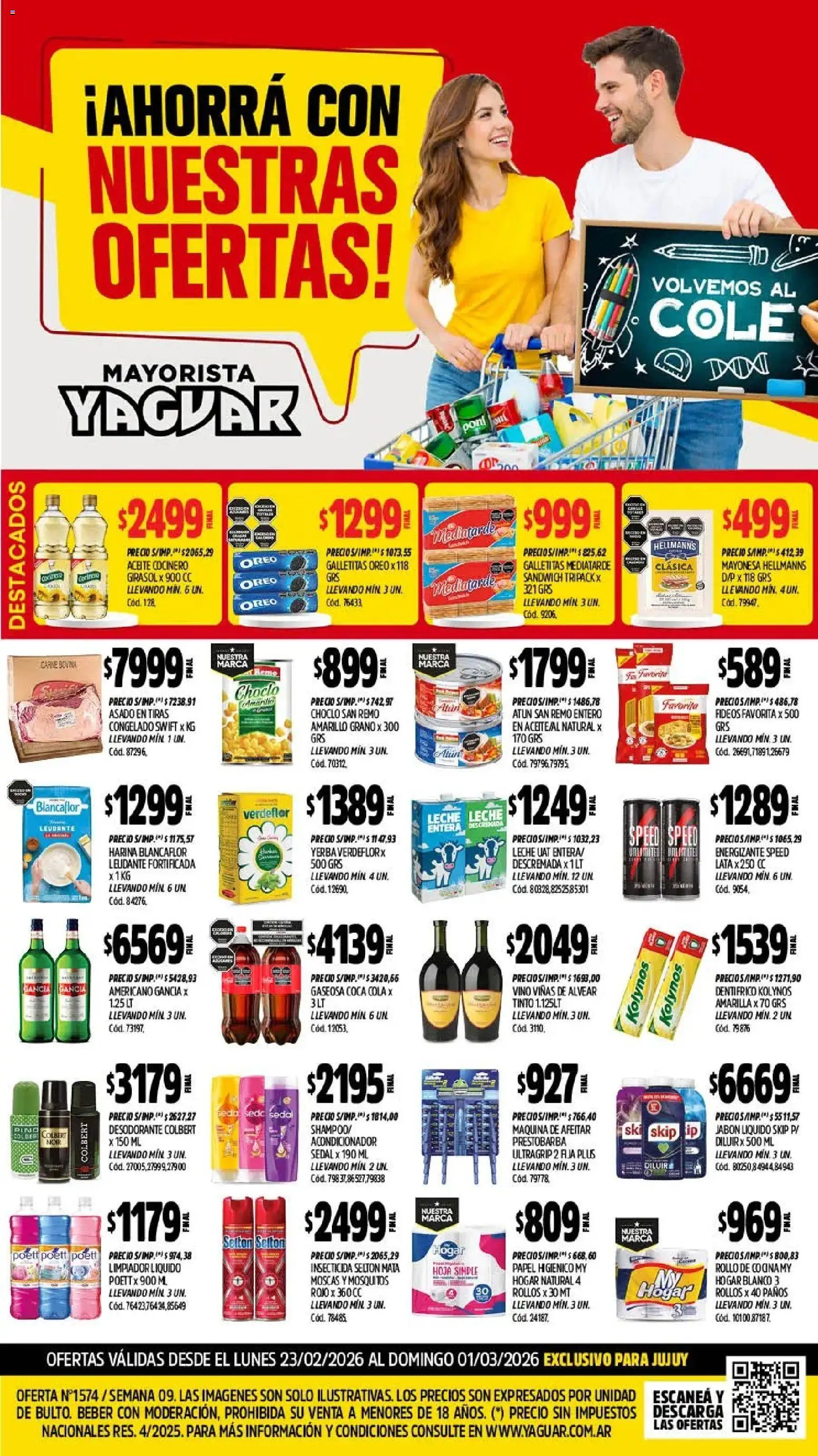 Yaguar - Oferta Semanal Jujuy │ válido desde el 23.02.2026 | Página: 1 | Productos: Harina, Gaseosa, Desodorante, Vino