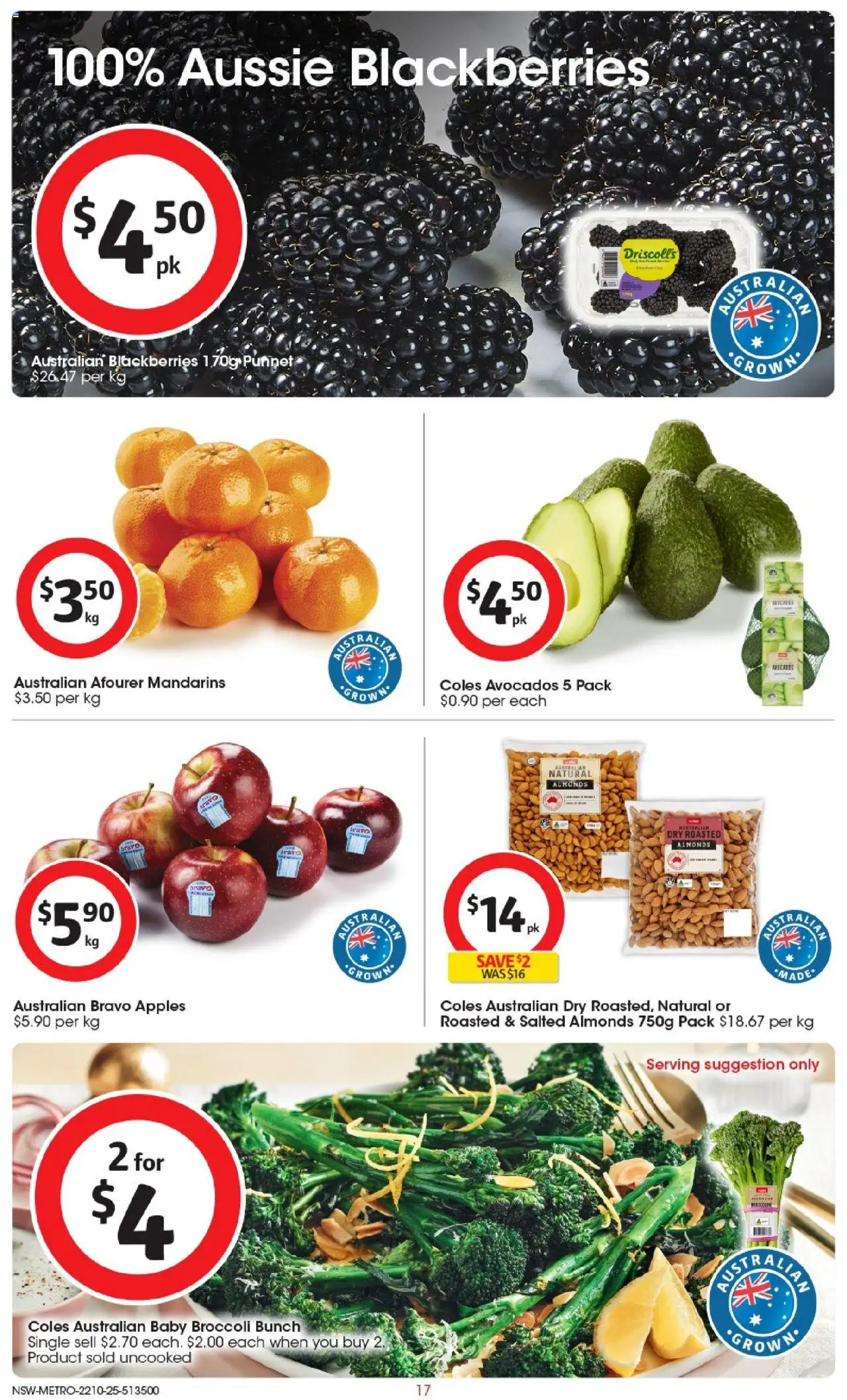 Coles catalogue - valid from 22.10.2025 | Page: 17 | Products: Almonds, Apples, Mandarins