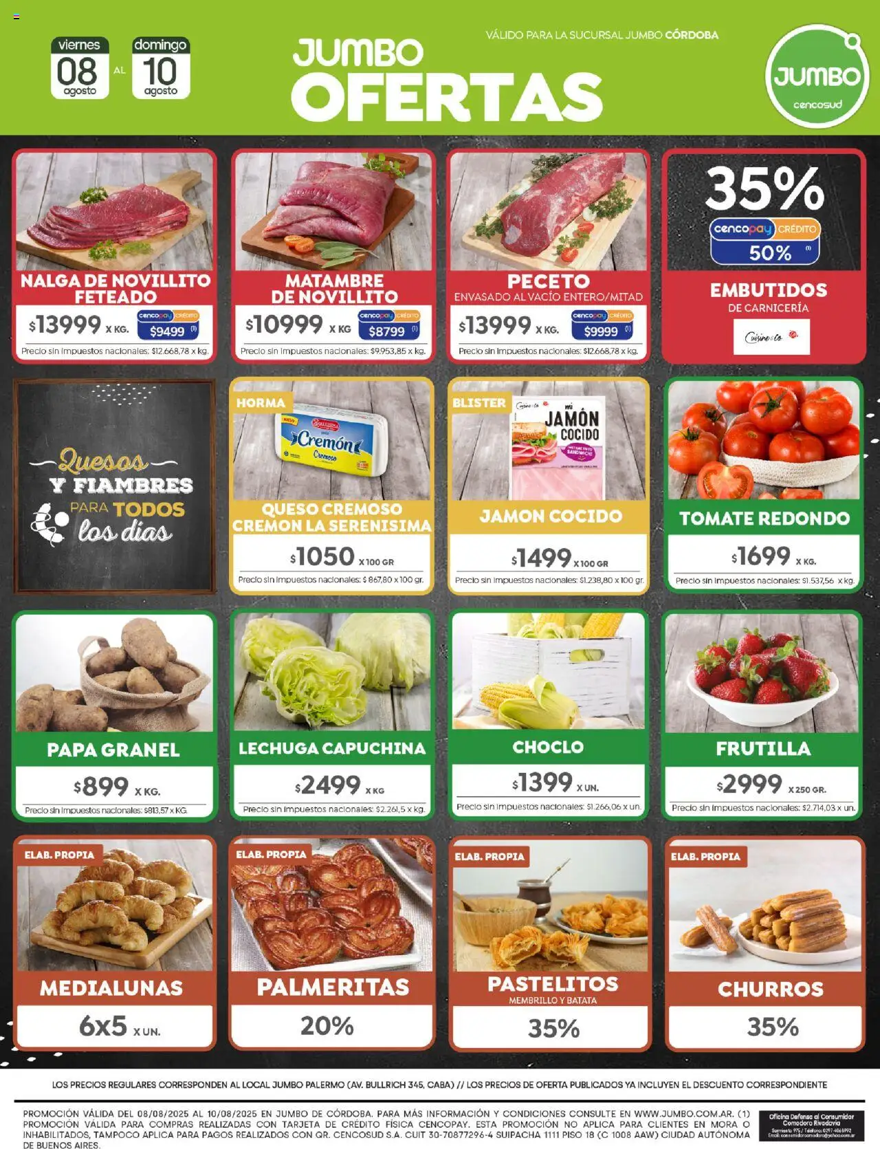 Jumbo - Ofertas | Córdoba │ válido desde el 08.08.2025 | Página: 7 | Productos: Choclo, Papa, Queso, Jamón