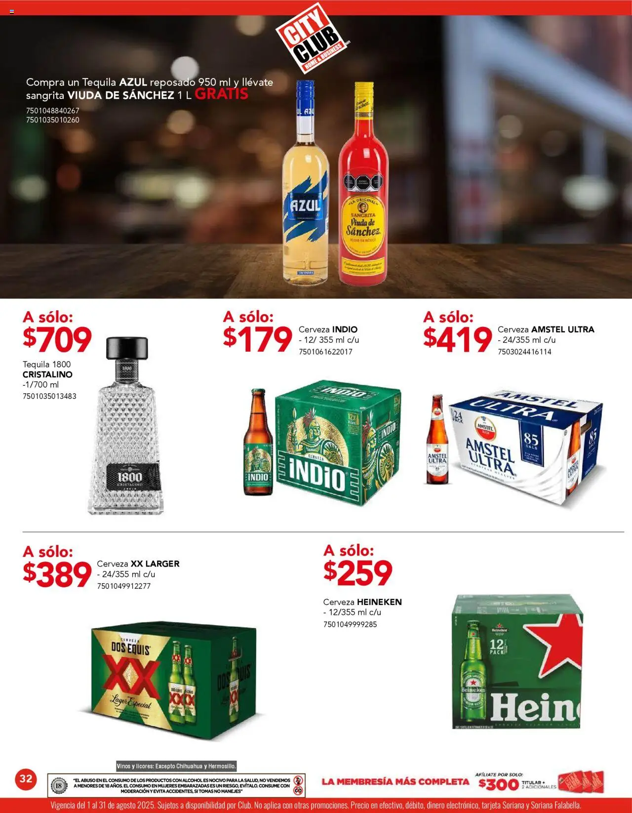 Nuevas ofertas de City Club válidas en toda la República Mexicana desde el 01.08.2025. ¡Encuentra las mejores ofertas en City Club - Catálogo! | Página: 32 | Productos: Cerveza, Tequila