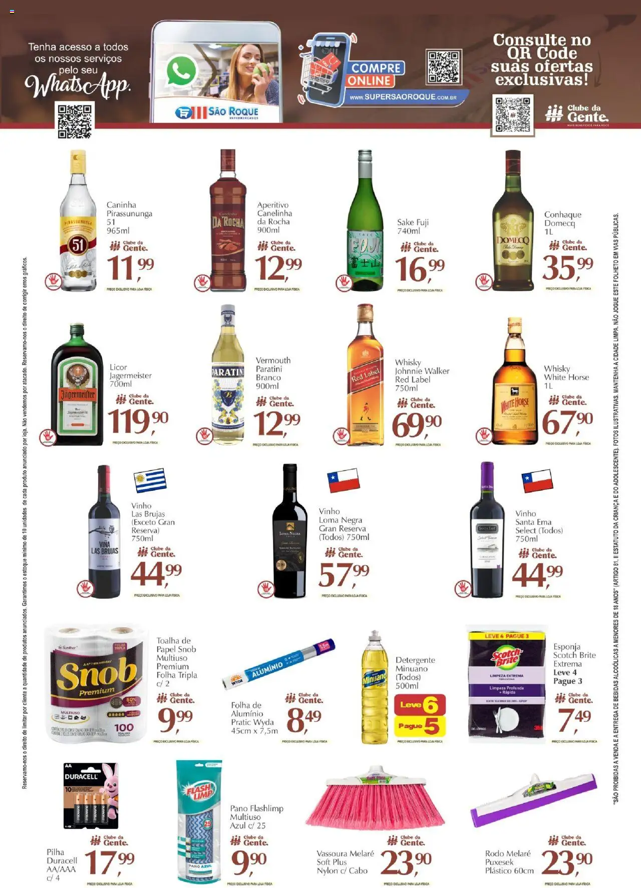São Roque Supermercados Folheto - válido de 19.09.2025 | Página: 6 | Produtos: Whisky, Conhaque, Cabo, Vassoura