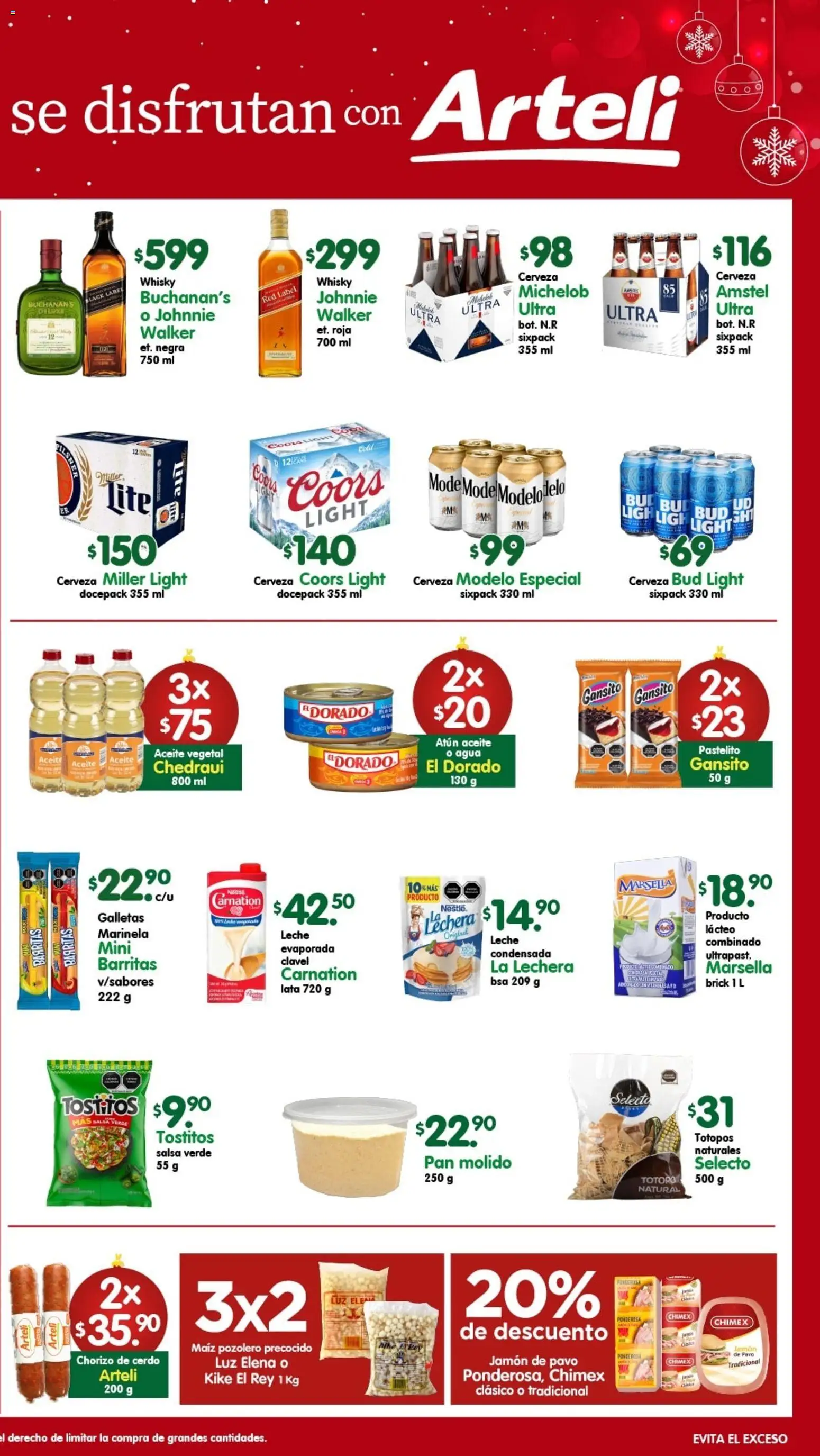 Nuevas ofertas de Arteli válidas en toda la República Mexicana desde el 18.12.2025. ¡Encuentra las mejores ofertas en Arteli folleto Express! | Página: 2 | Productos: Atún, Leche, Jamón, Cerdo