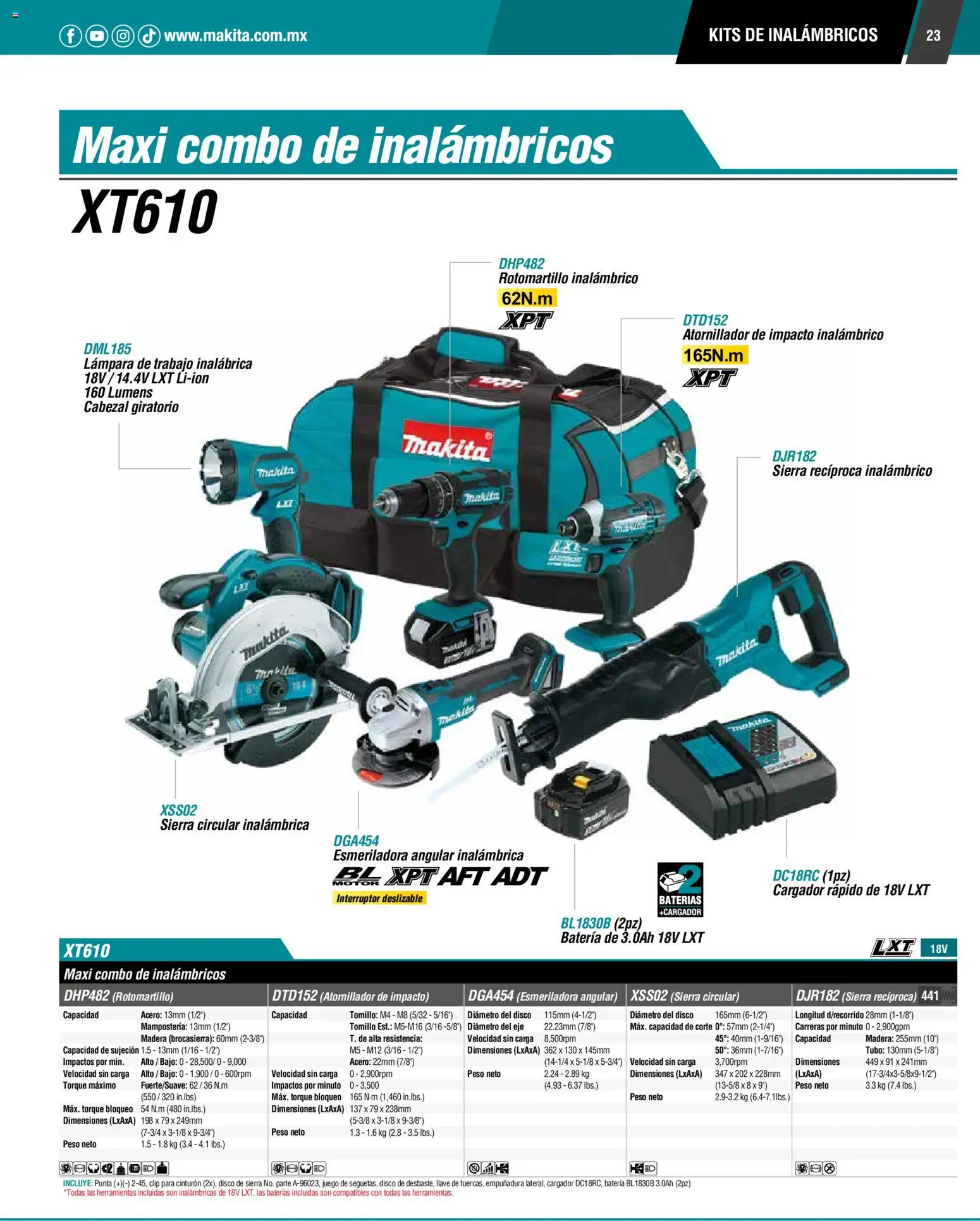 Nuevas ofertas de Makita válidas en toda la República Mexicana desde el 01.01.2024. ¡Encuentra las mejores ofertas en Makita catálogo General! | Página: 23 | Productos: Cargador, Disco, Batería, Lámpara