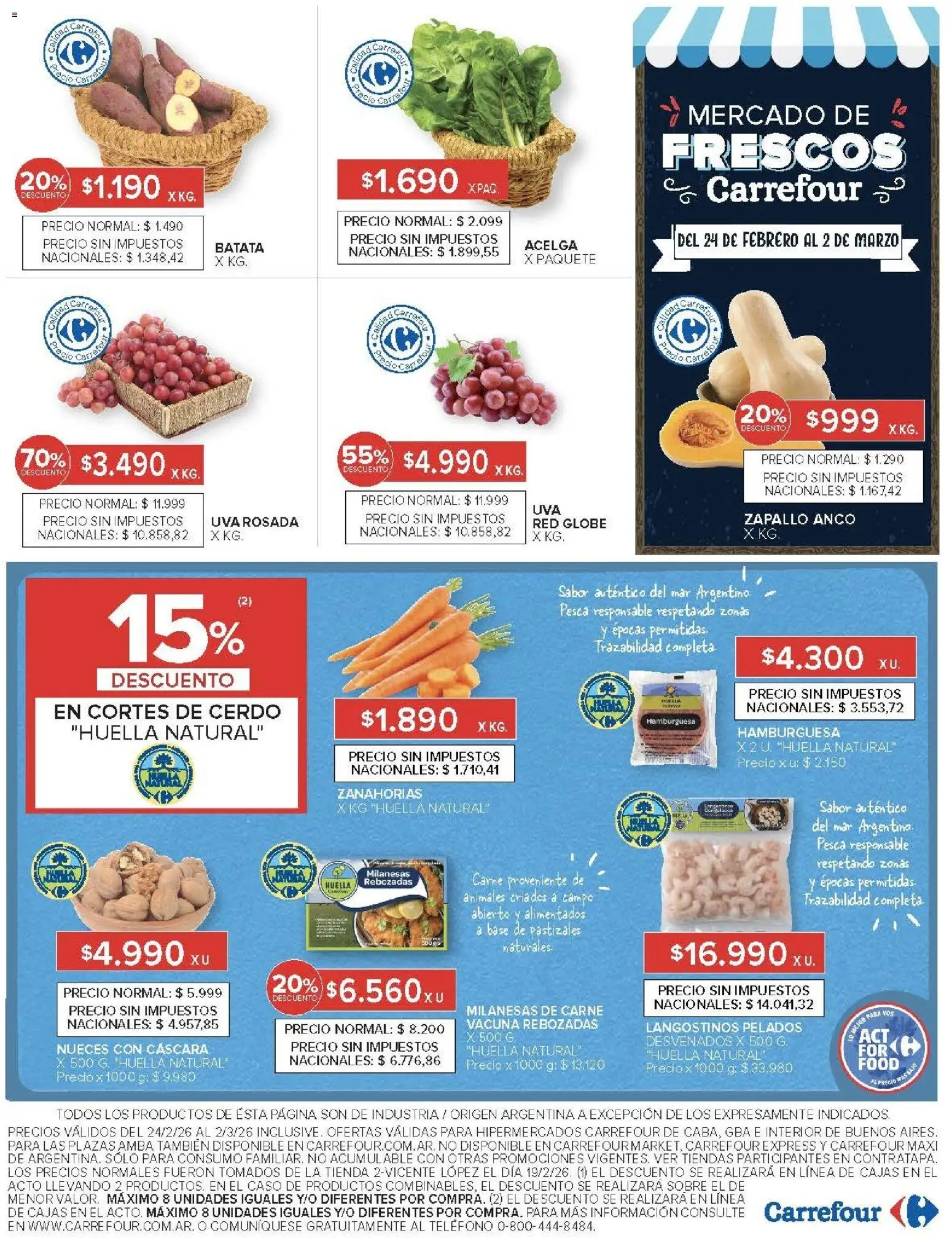 Carrefour ofertas │ válido desde el 24.02.2026 | Página: 17 | Productos: Teléfono, Sobre, Batata, Cerdo