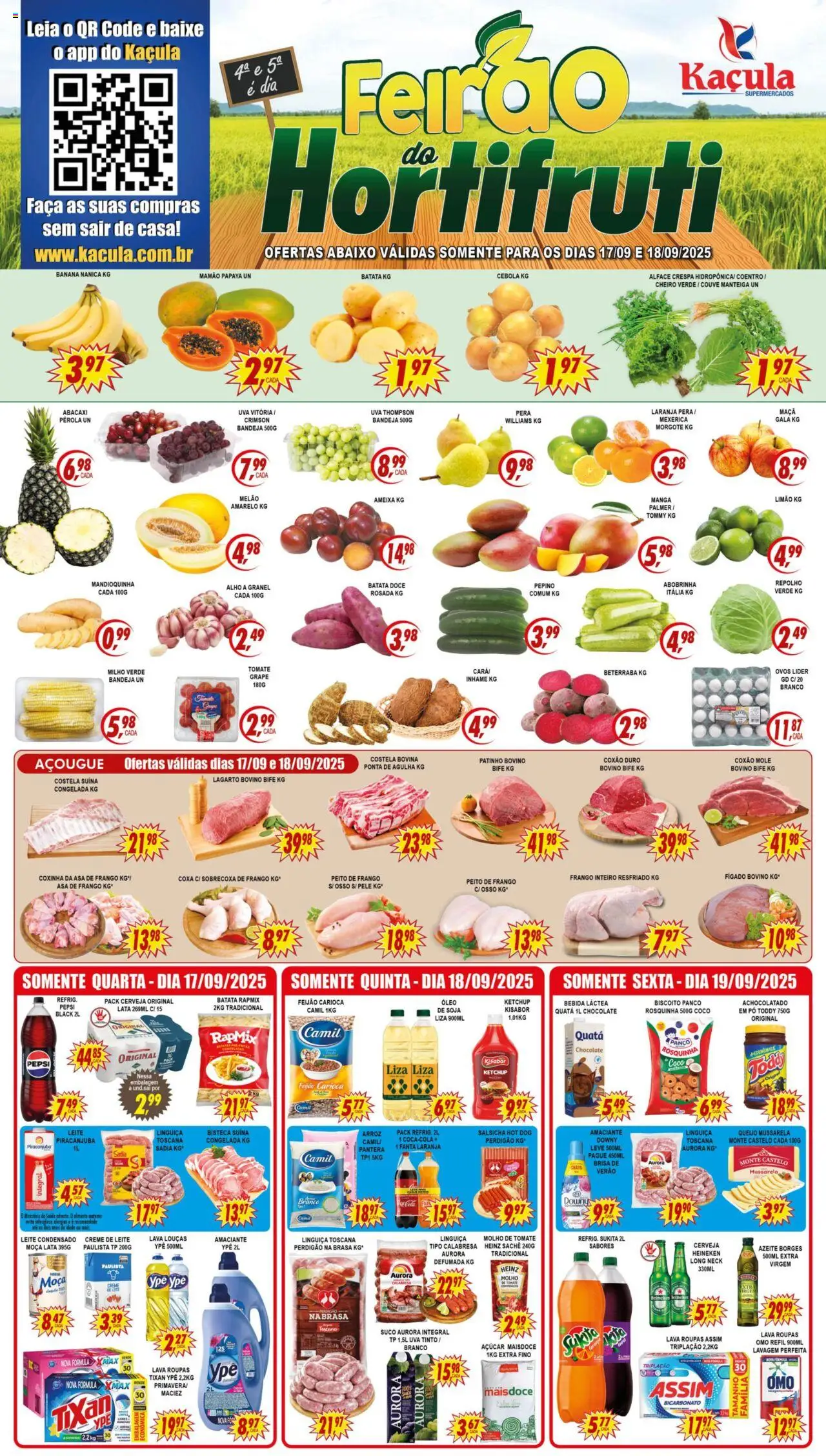 Kaçula Folheto - válido de 17.09.2025 | Página: 1 | Produtos: Mexerica, Cebola, Faca, Ovos