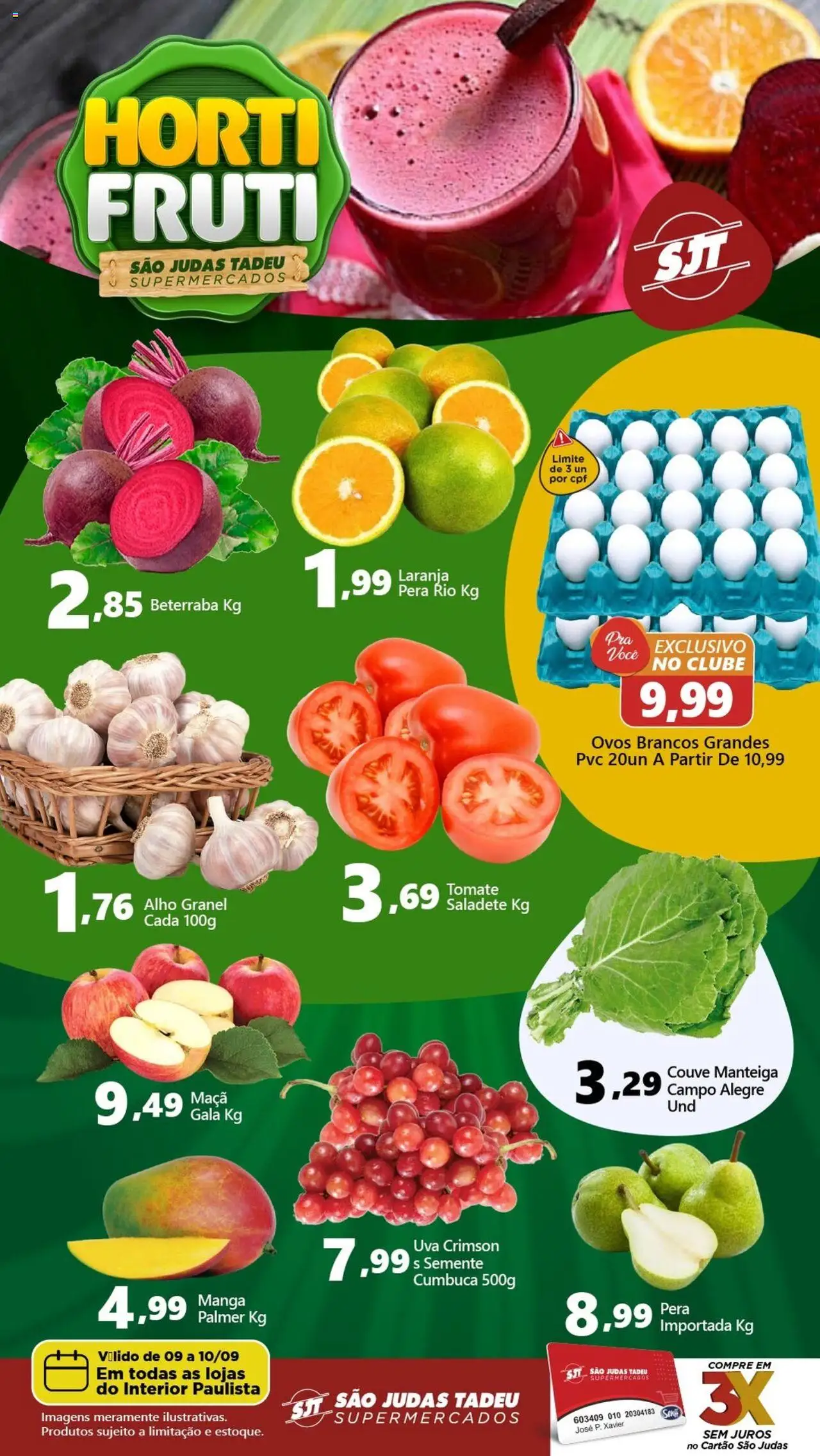São Judas Tadeu Folheto - válido de 09.09.2025 | Página: 1 | Produtos: Pera, Alho, Beterraba, Manteiga
