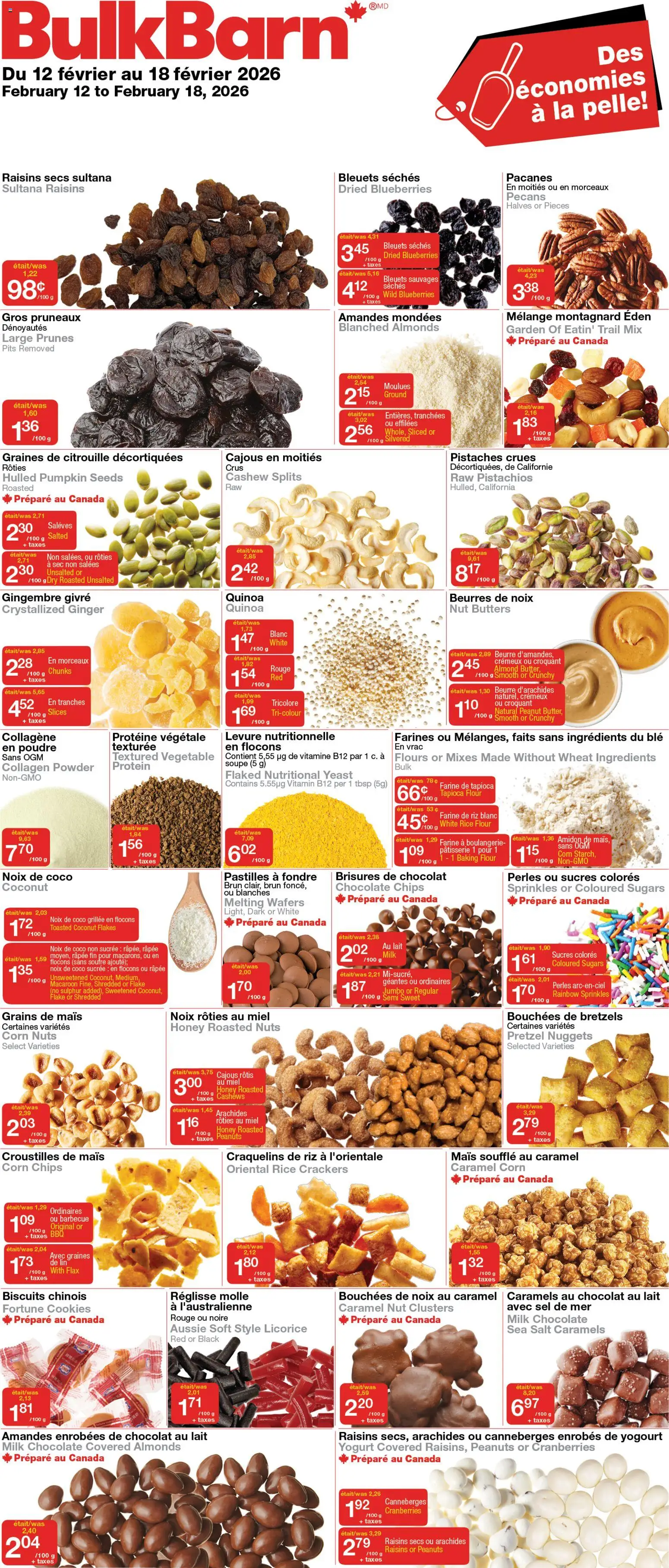 Bulk Barn flyer valid from 12.02.2026 | Page: 1 | Products: Rice, Cookies, Powder, Yogurt