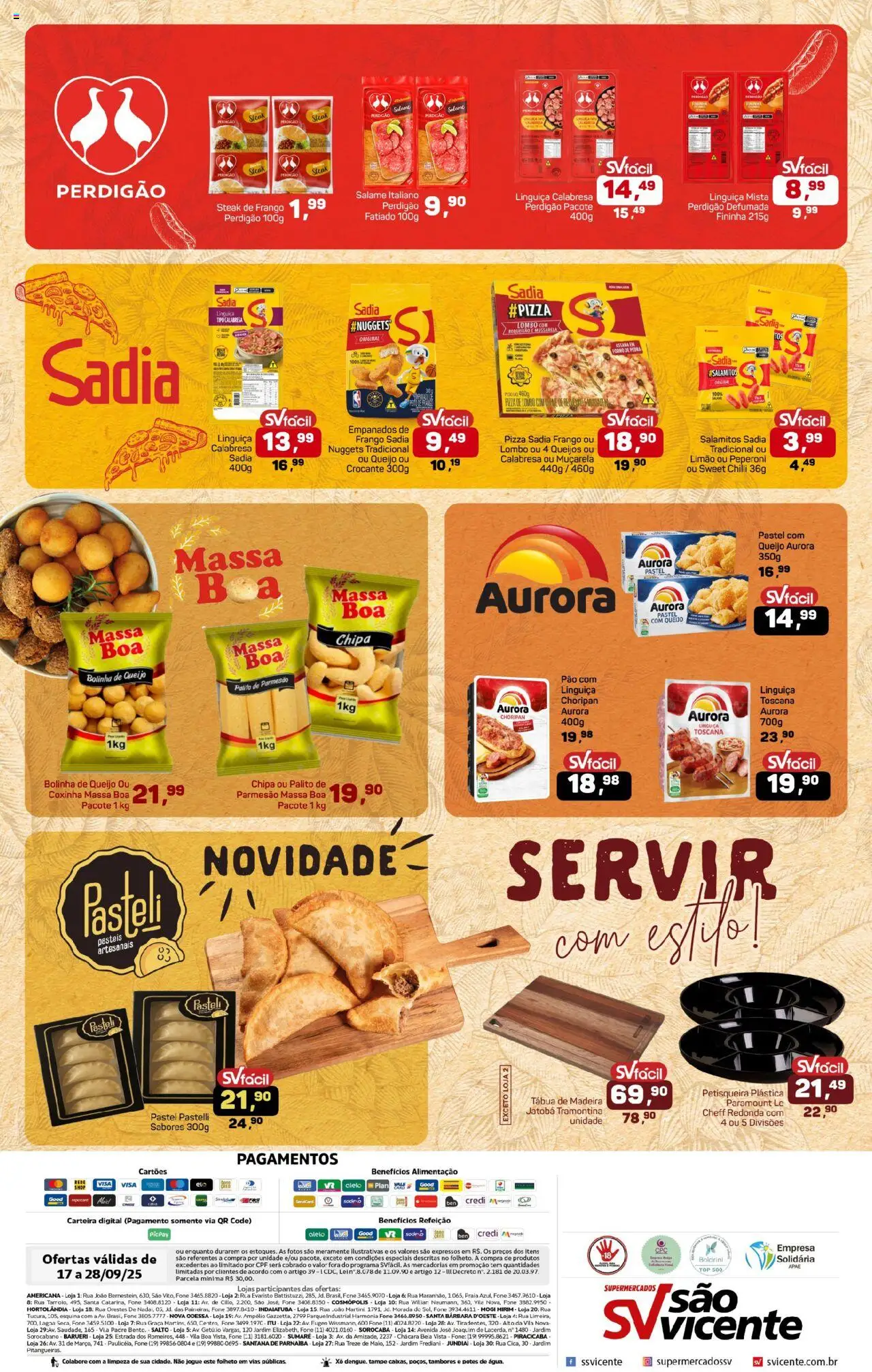 Supermercados São Vicente Folheto - válido de 17.09.2025 | Página: 8 | Produtos: Pão, Muçarela, Parmesão, Potes