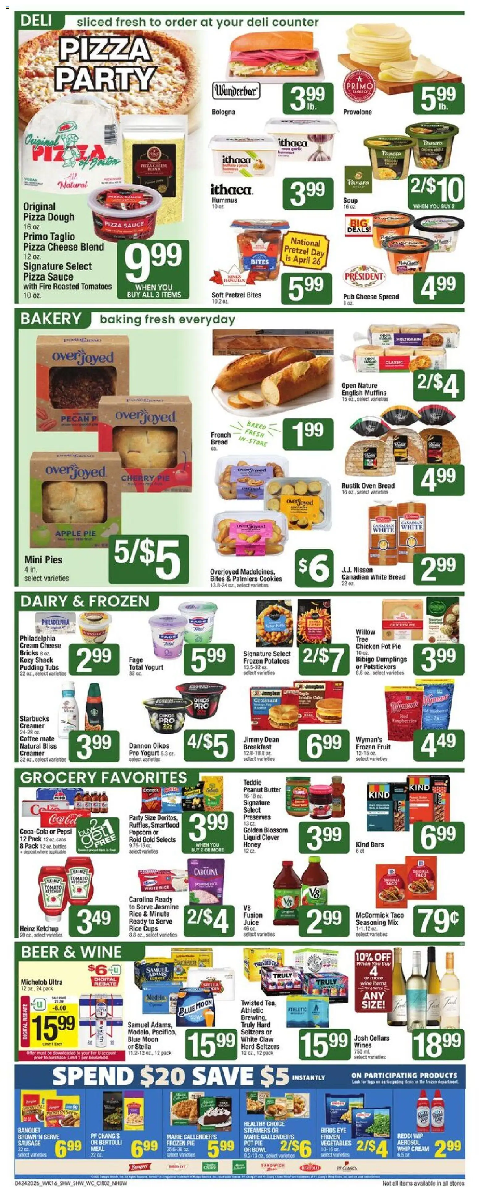 Shaw's Weekly Ad - NH - valid from 24.04.2026 | Page: 2 | Products: Bakery, Pizza, Beer, Tomatoes