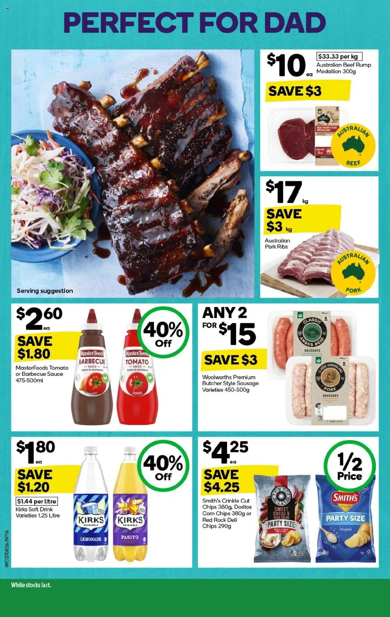 Woolworths catalogue - valid from 27.08.2025 | Page: 16 | Products: Pork, Chips, Sauce, Sausage
