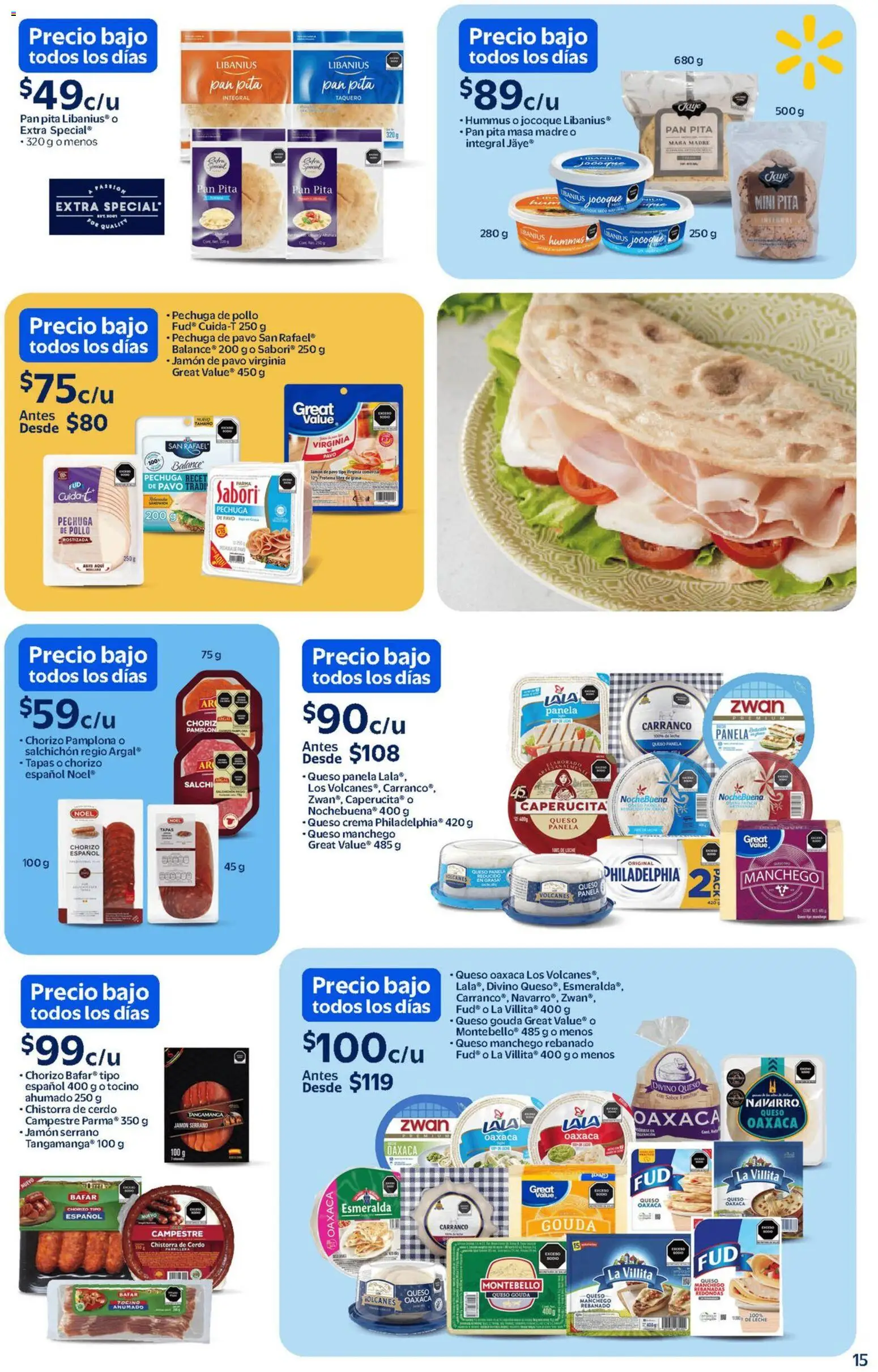 Nuevas ofertas de Walmart válidas en toda la República Mexicana desde el 13.02.2026. ¡Encuentra las mejores ofertas en Walmart catálogo Un mar de sabores a precios bajos! | Página: 15 | Productos: Pollo, Leche, Cerdo, Chorizo