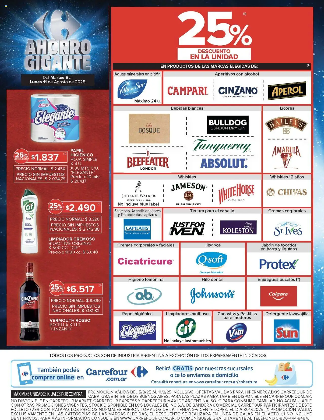 Carrefour ofertas │ válido desde el 05.08.2025 | Página: 8 | Productos: Bidón, Tintura, Whiskey, Detergente