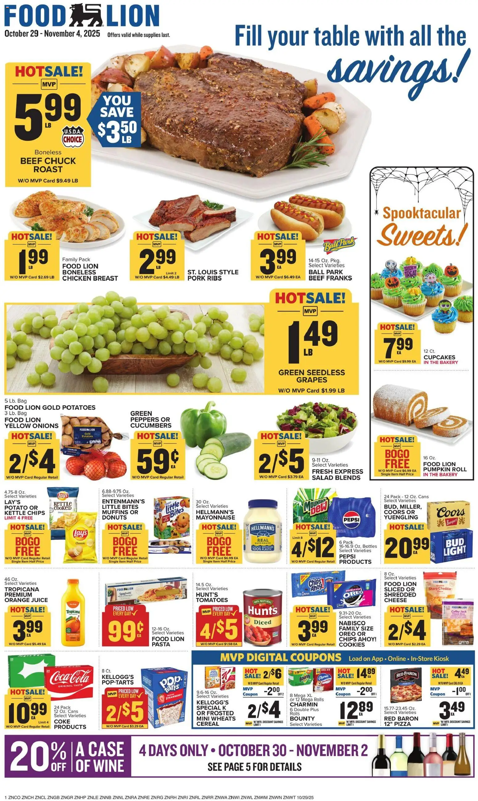Food Lion Weekly Ad - valid from 29.10.2025 | Page: 1 | Products: Beef, Cookies, Cucumbers, Mayonnaise