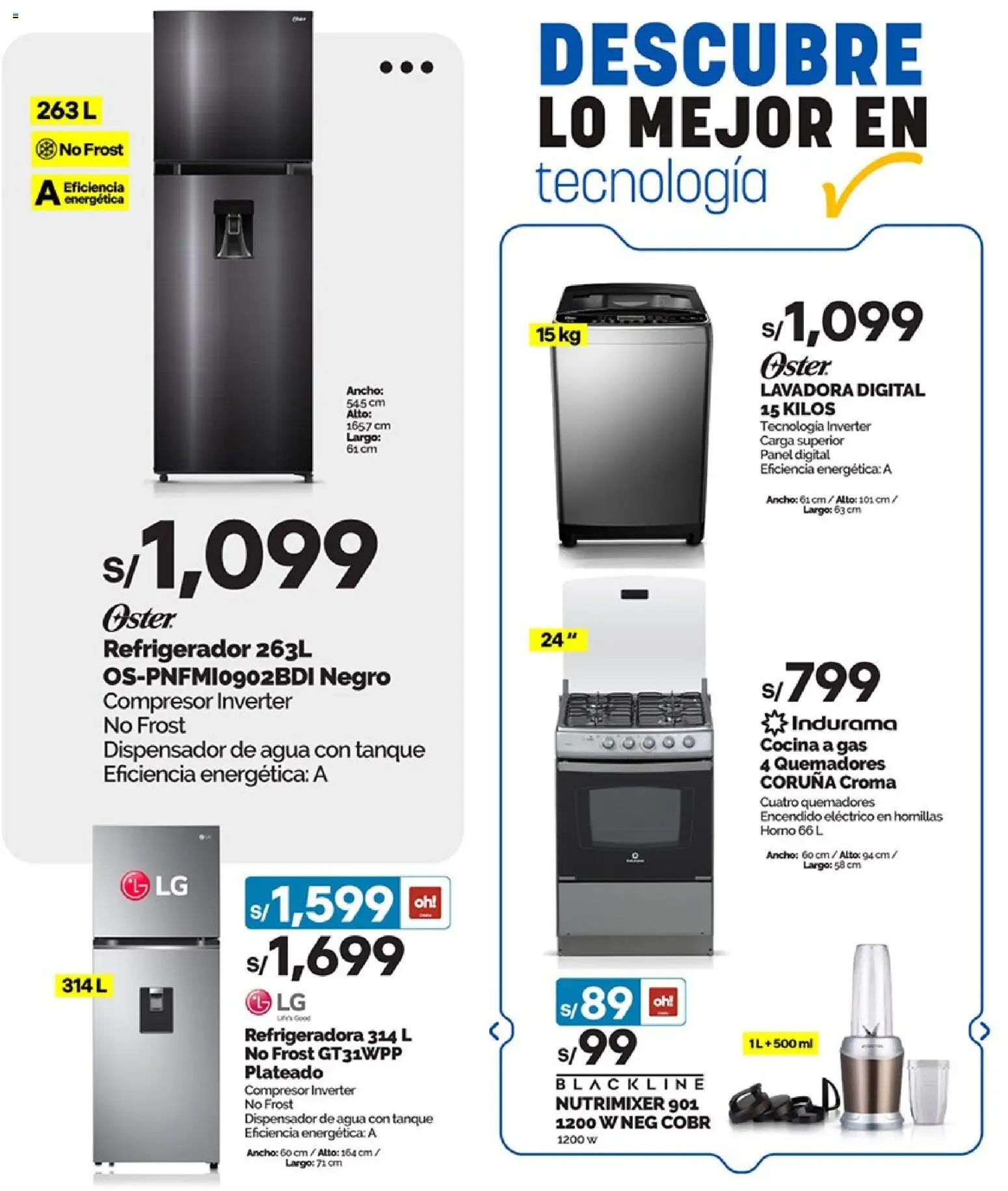 Catálogo Plaza Vea válido desde 16.02.2026 | Página: 3 | Productos: Refrigerador, Lavadora, Cocina