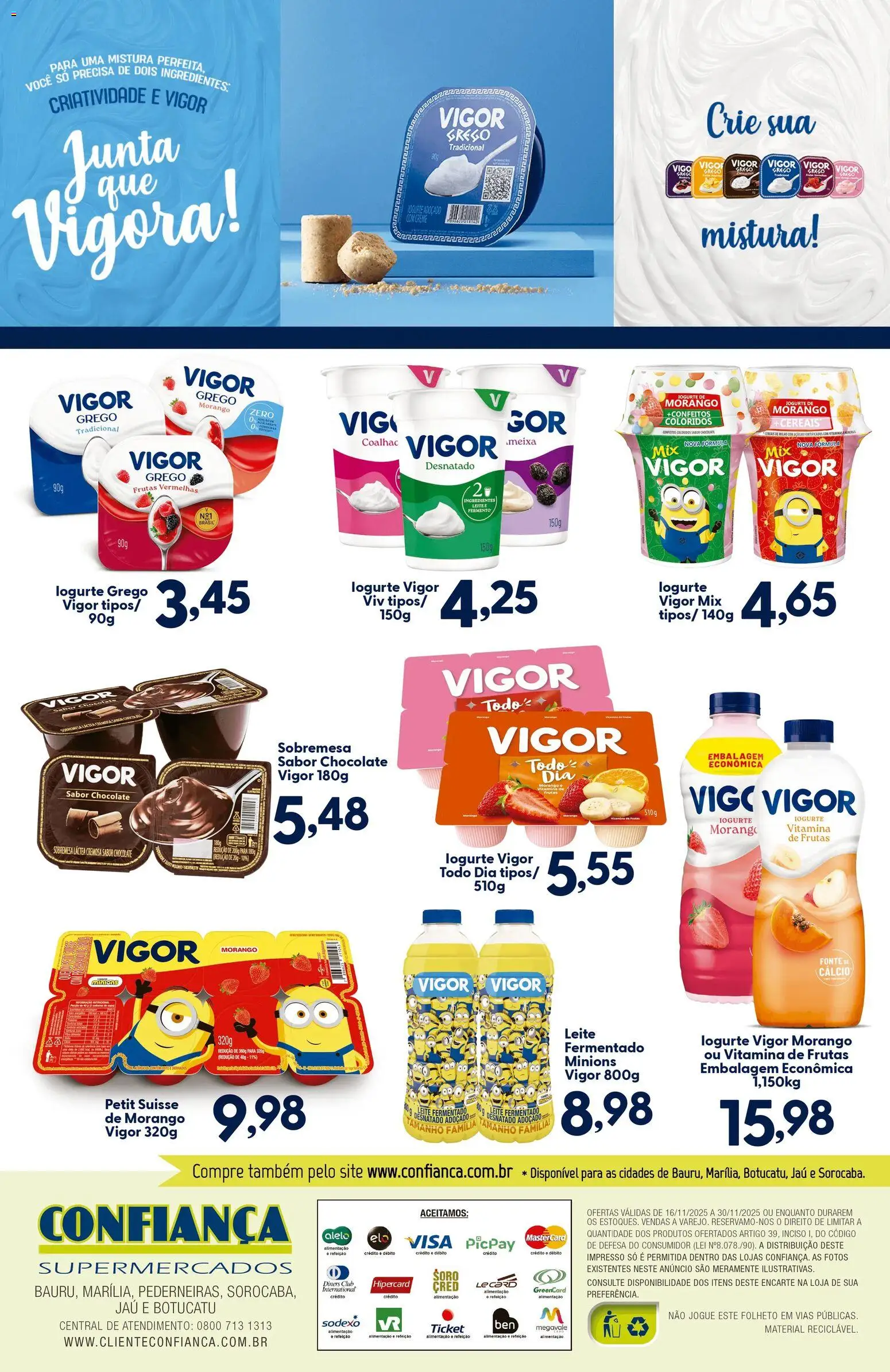Confiança Folheto - válido de 16.11.2025 | Página: 2 | Produtos: Leite, Iogurte, Cereais, Cálcio
