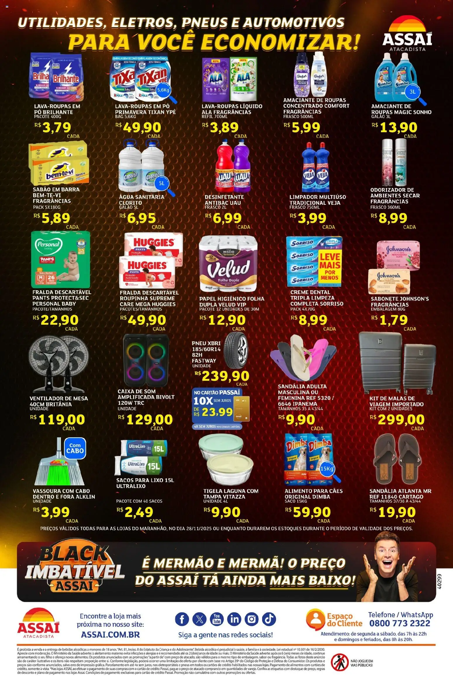 Assaí Atacadista Folheto - válido de 28.11.2025 | Página: 2 | Produtos: Ventilador de mesa, Mesa, Pneus, Sabonete