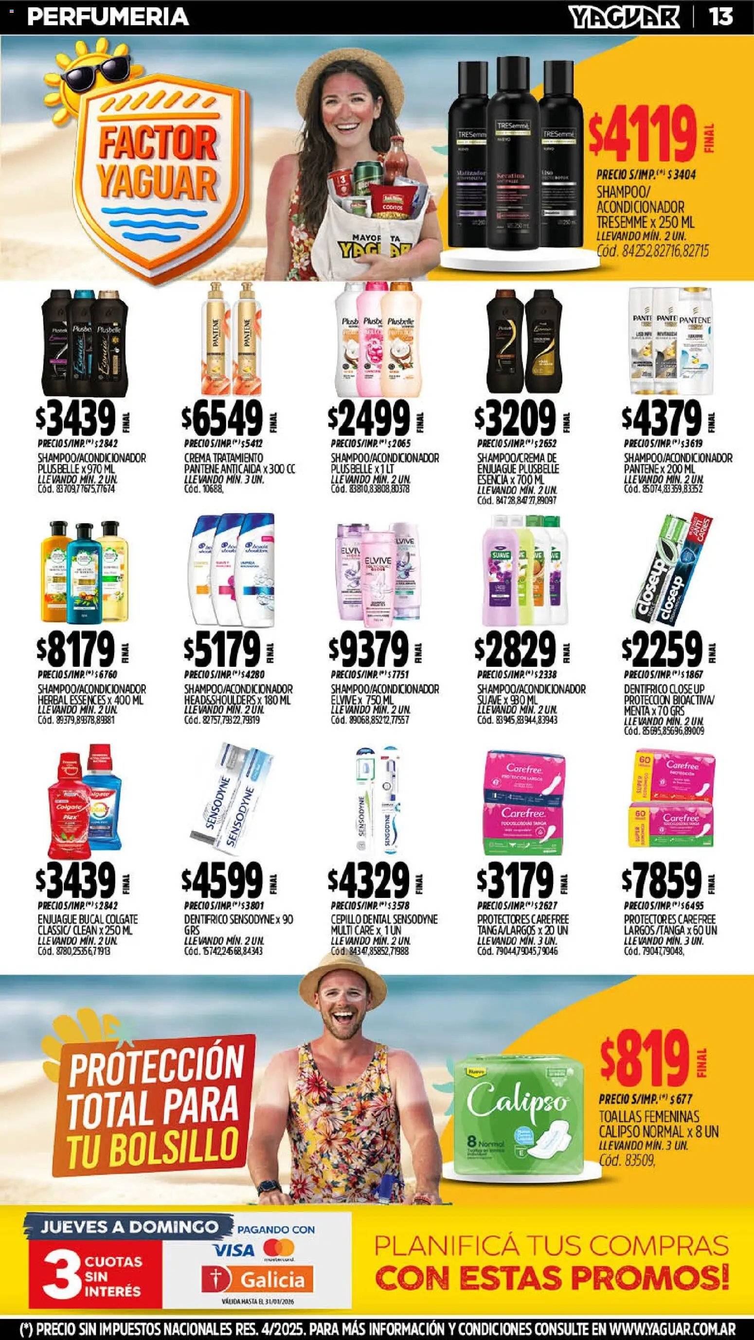 Yaguar - Oferta Semanal General Roca │ válido desde el 19.01.2026 | Página: 13 | Productos: Toallas, Cepillo, Enjuague bucal, Crema