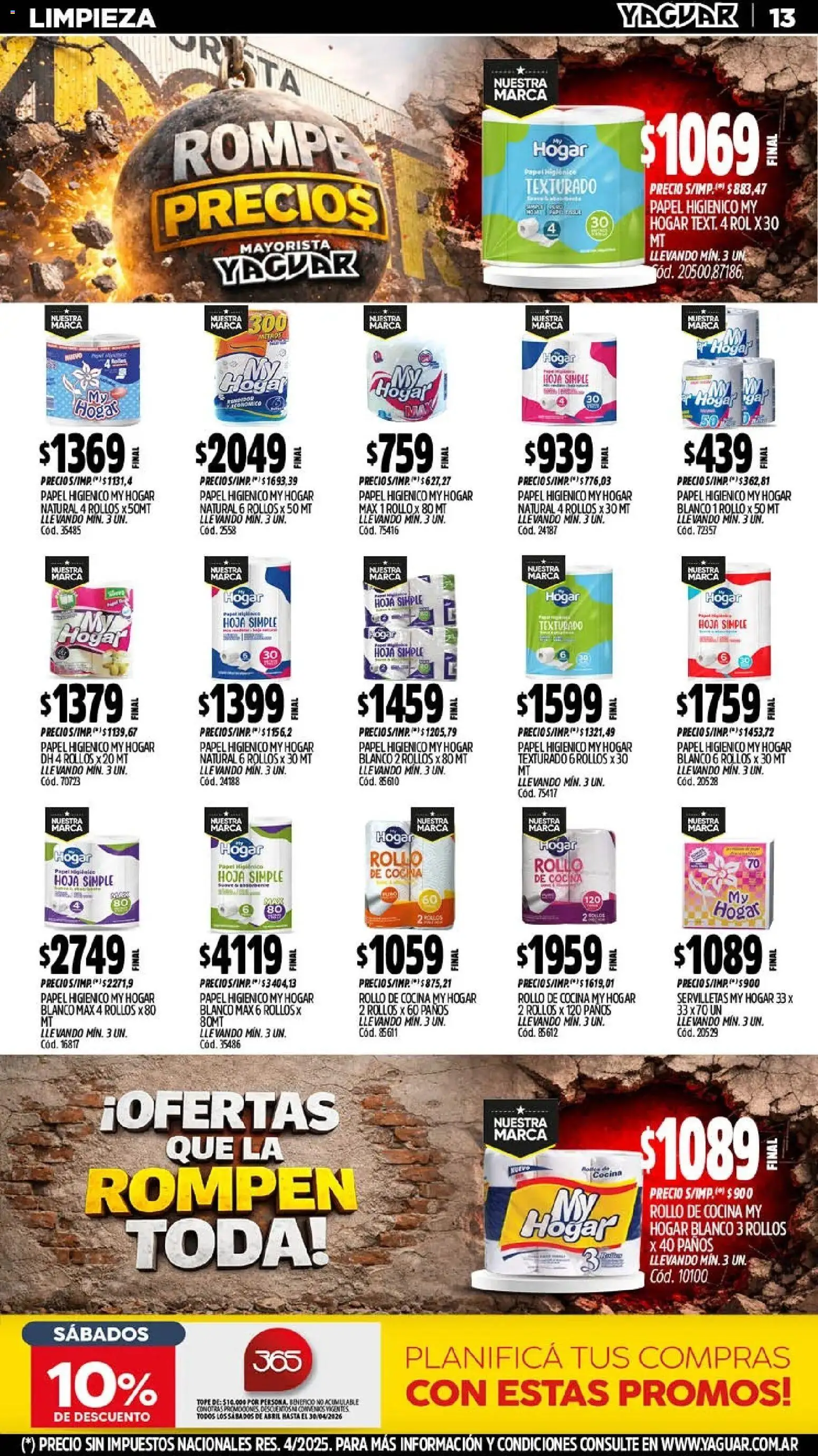 Yaguar - Oferta Semanal Salta │ válido desde el 20.04.2026 | Página: 14 | Productos: Papel higiénico, Cocina, Servilletas