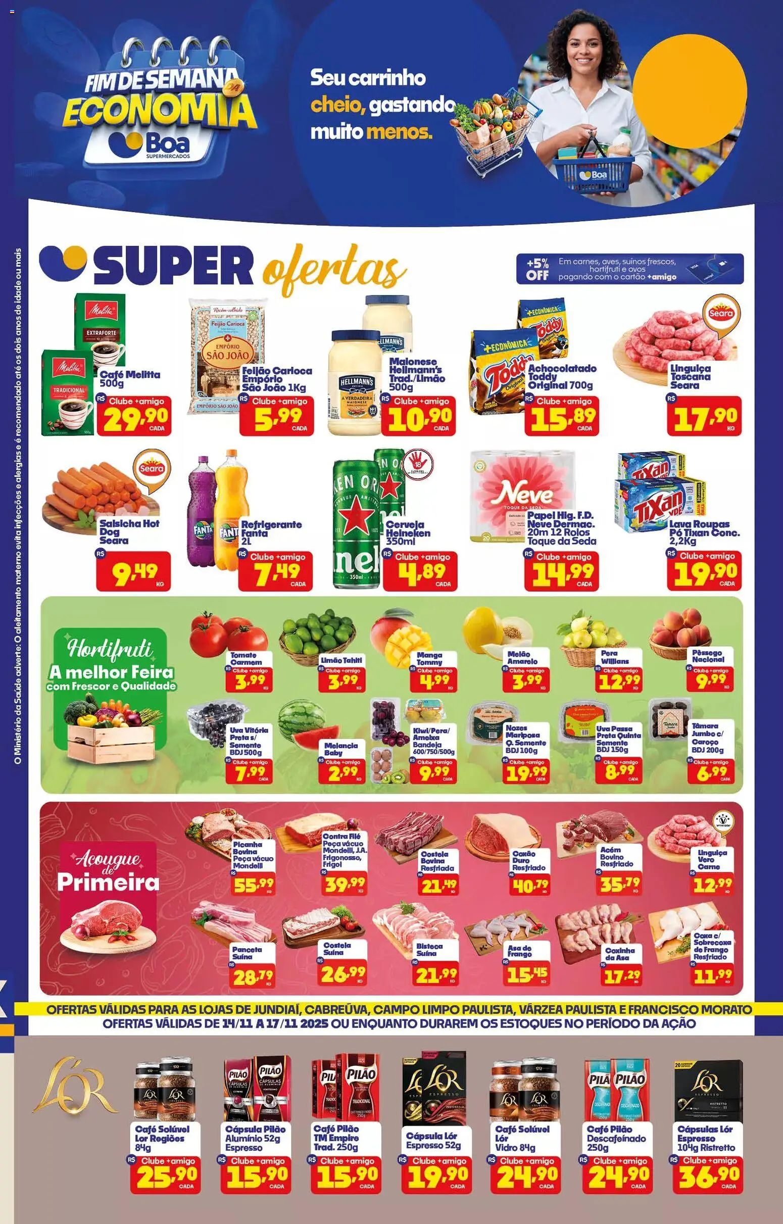 Boa Supermercados Folheto - válido de 14.11.2025 | Página: 1 | Produtos: Feijão, Achocolatado, Café pilão, Frango