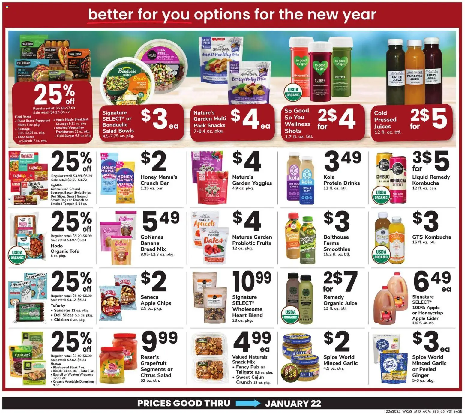 Acme - Big Book of Savings - valid from 26.12.2025 | Page: 5 | Products: Juice, Chips, Mango, Sausage