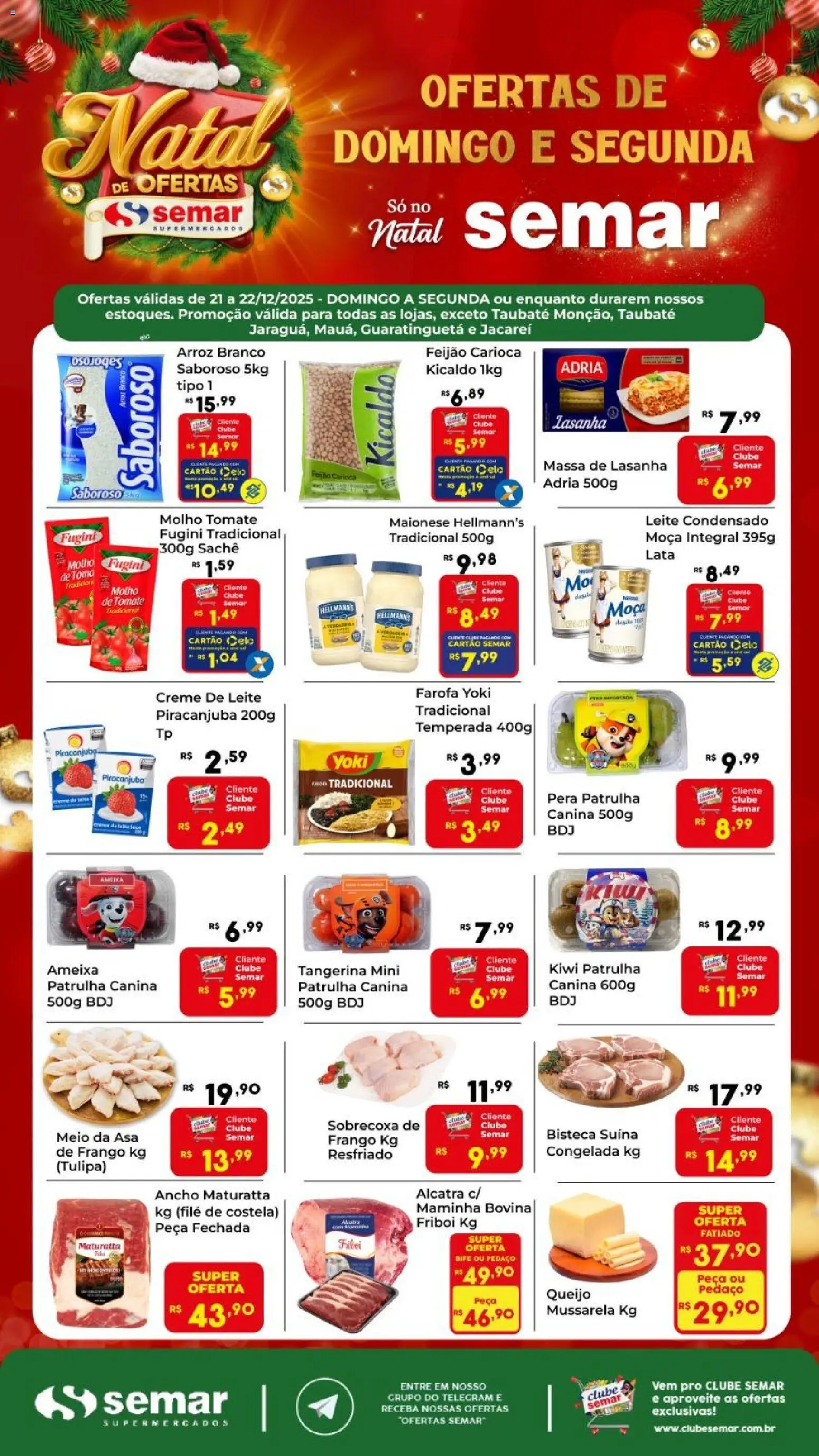 Semar Supermercado Folheto - válido de 21.12.2025 | Página: 1 | Produtos: Kiwi, Lasanha, Frango, Leite condensado
