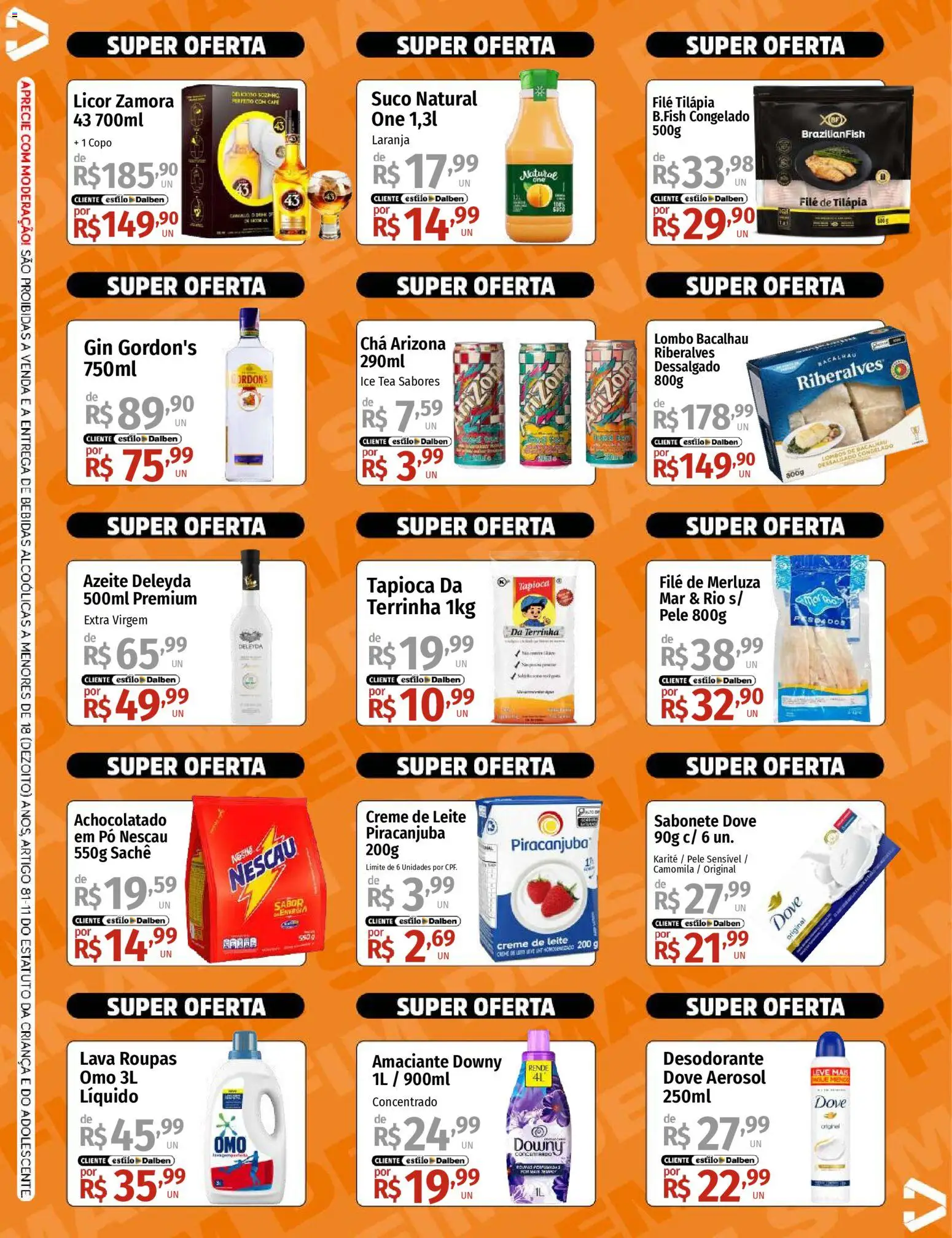 Supermercado Dalben Folheto - válido de 24.10.2025 | Página: 2 | Produtos: Tapioca, Roupas, Azeite, Filé de tilápia