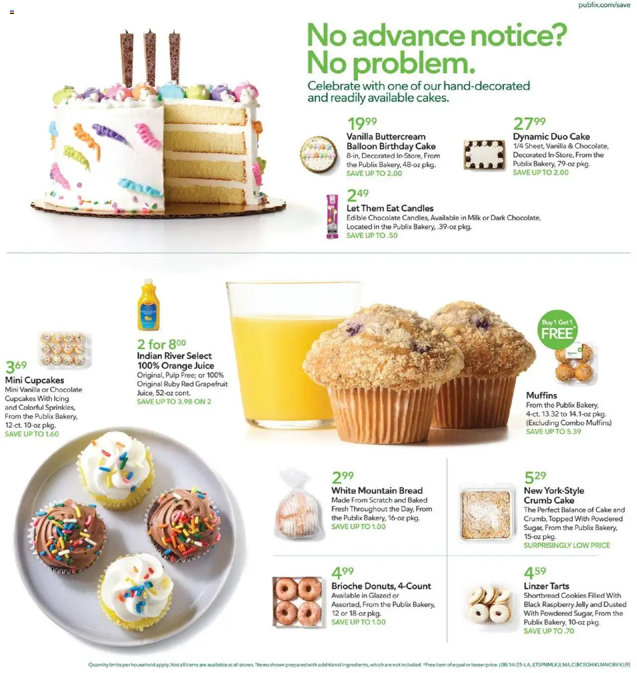 Publix Weekly Ad - valid from 13.08.2025 | Page: 9 | Products: Bread, Juice, Grapefruit, Raspberry