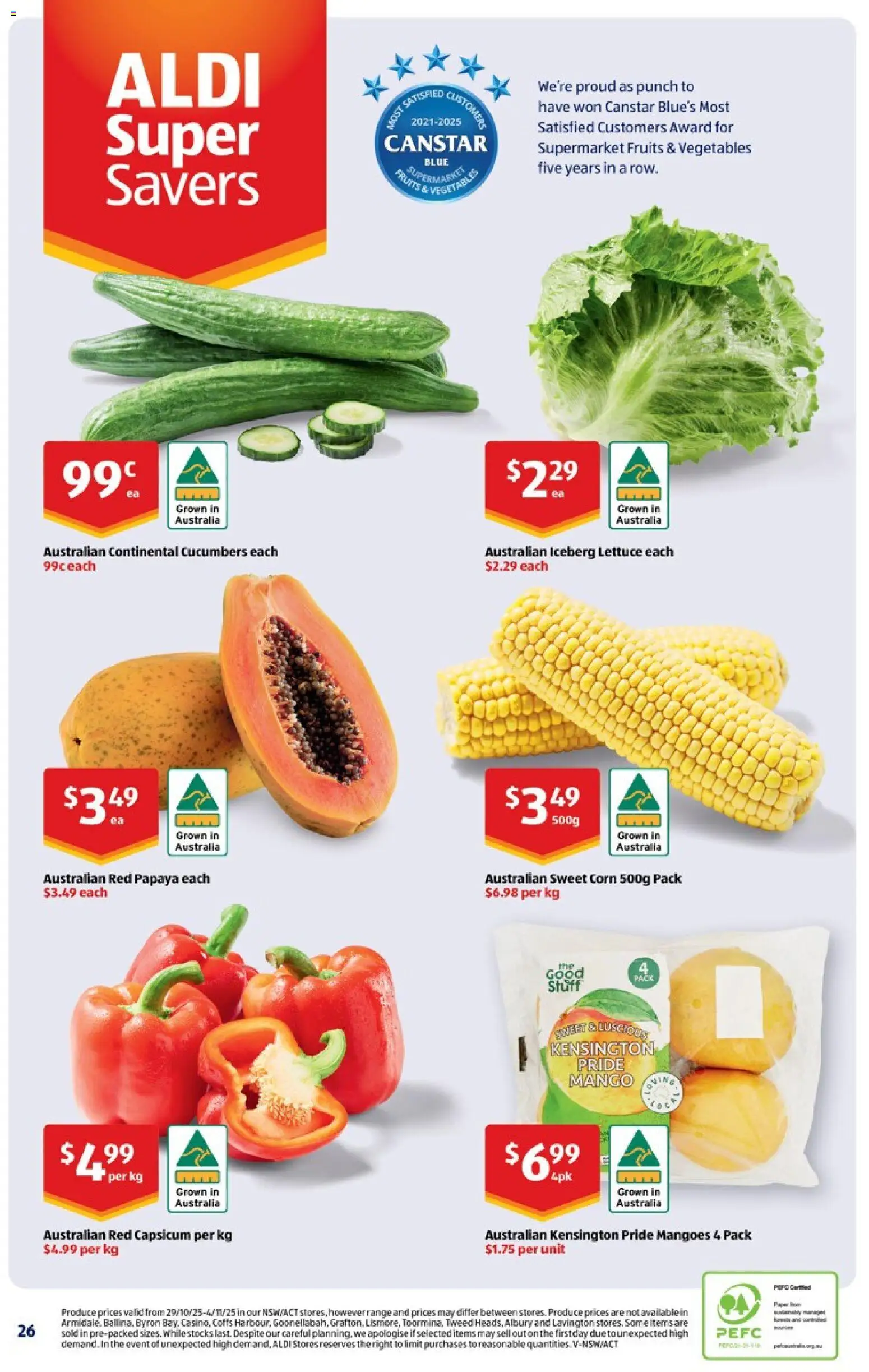 Aldi catalogue - valid from 05.11.2025 | Page: 26 | Products: Capsicum, Cucumbers, Fruits, Mango