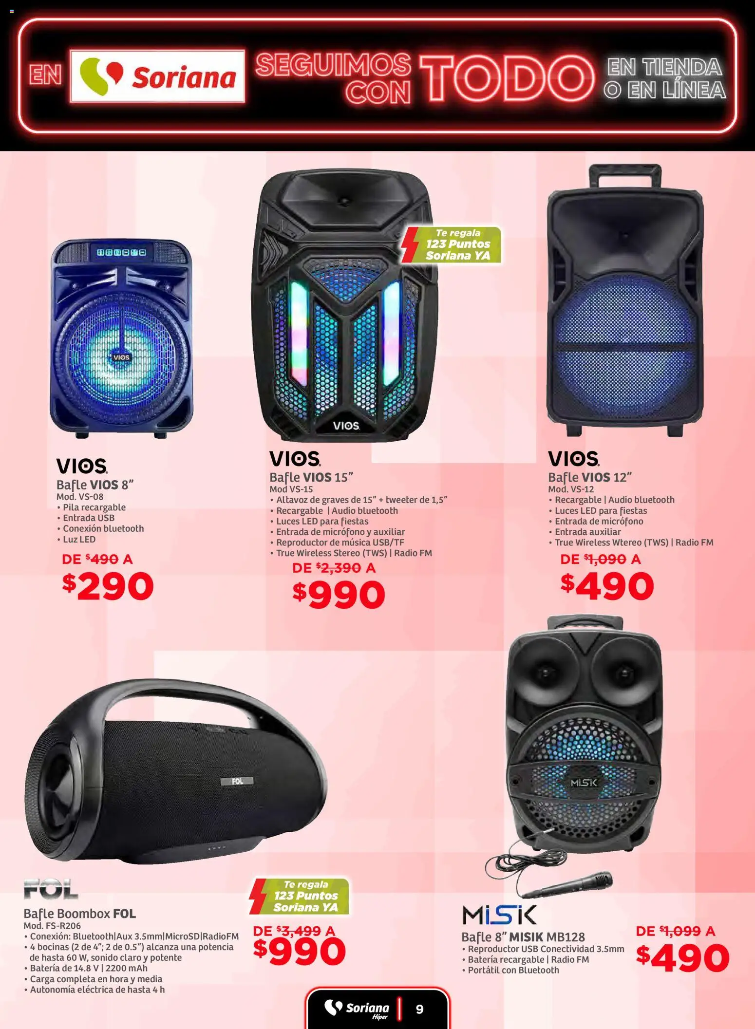Nuevas ofertas de Soriana válidas en toda la República Mexicana desde el 19.11.2025. ¡Encuentra las mejores ofertas en Soriana - Seguimos con todo Súper Nacional! | Página: 9 | Productos: Audio, Radio, Pila, Té