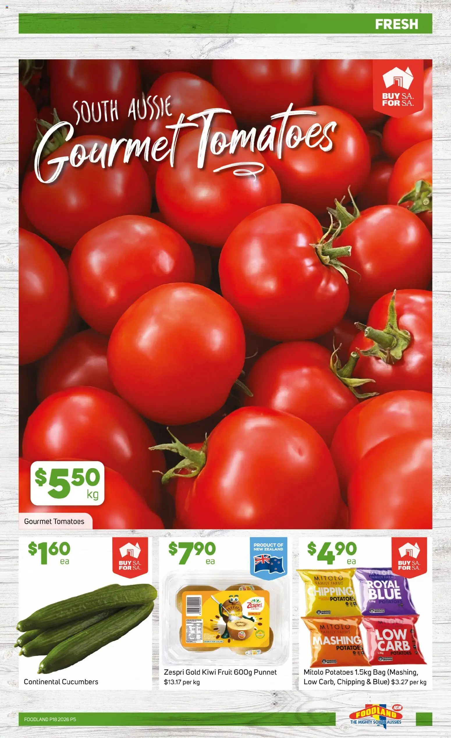 Foodland catalogue - valid from 29.04.2026 | Page: 5 | Products: Tomatoes, Cucumbers, Potatoes, Bag