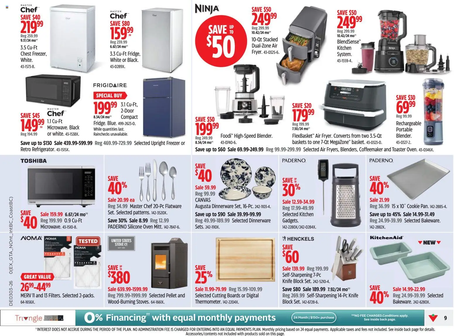 Canadian Tire flyer valid from 15.01.2026 | Page: 9 | Products: Freezer, Oven, Stove, Toaster