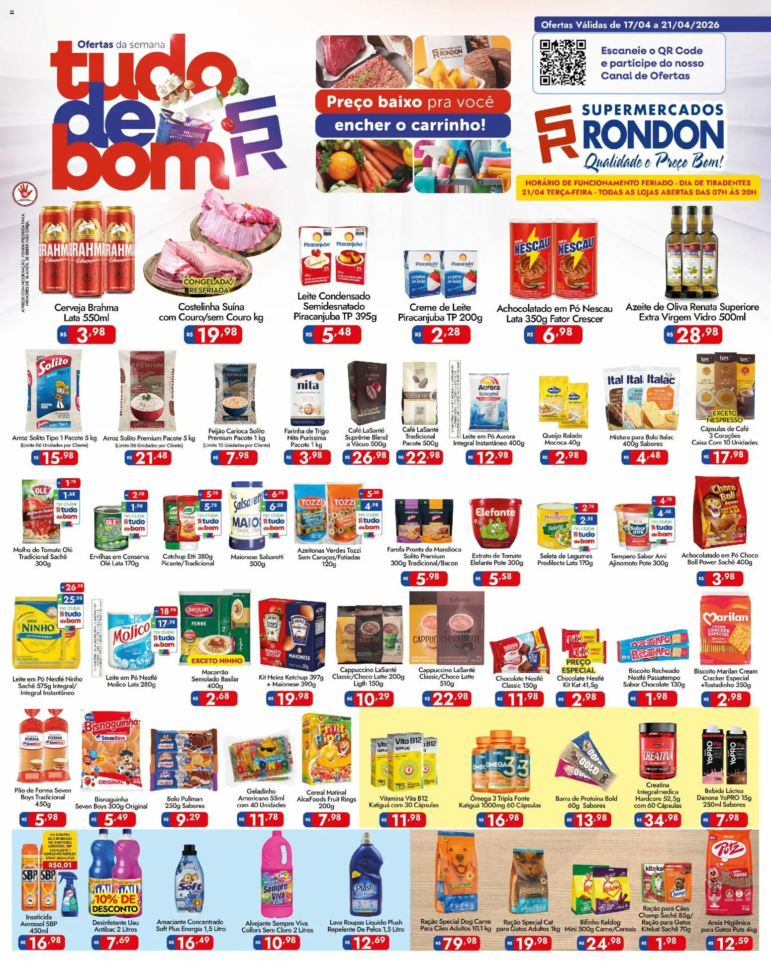 Supermercados Rondon Folheto - válido de 17.04.2026 | Página: 1 | Produtos: Cloro, Nescau, Pão, Mistura para bolo